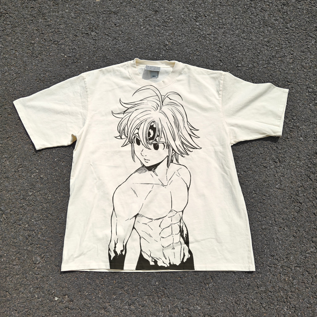 Meliodas Oversized 330gsm Heavyweight Cotton Baige T-Shirt