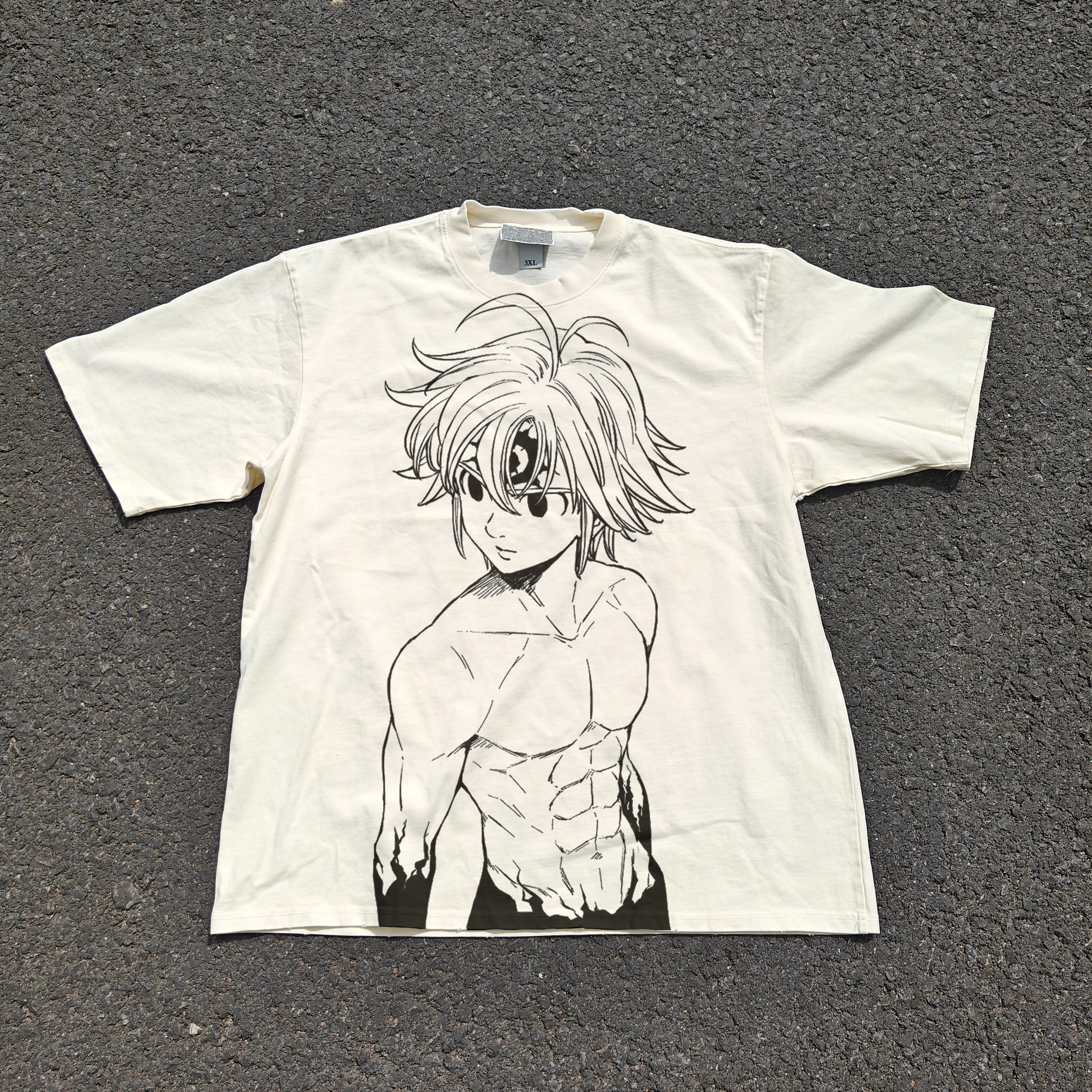 Meliodas Oversized 330gsm Heavyweight Cotton Baige T-Shirt