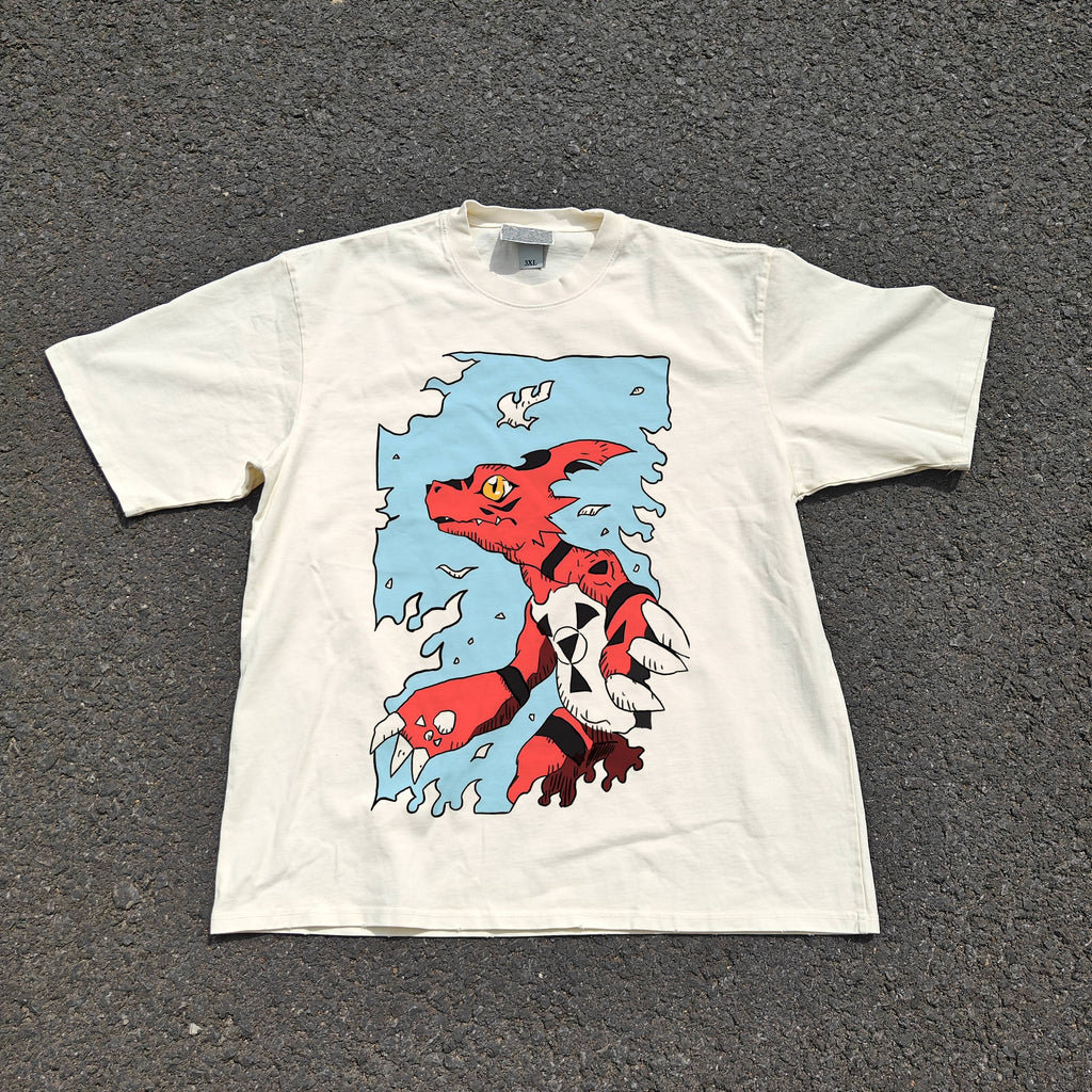 Guilmon Oversized 330gsm Heavyweight Cotton Baige T-Shirt