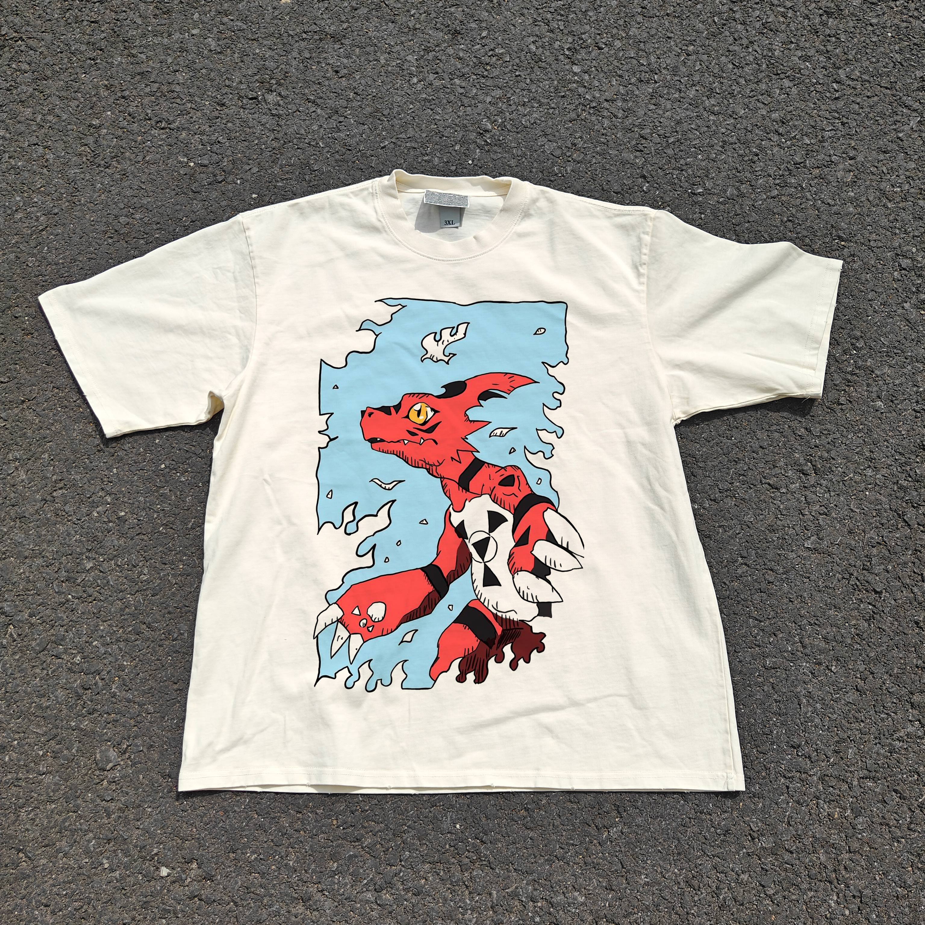 Guilmon Oversized 330gsm Heavyweight Cotton Baige T-Shirt