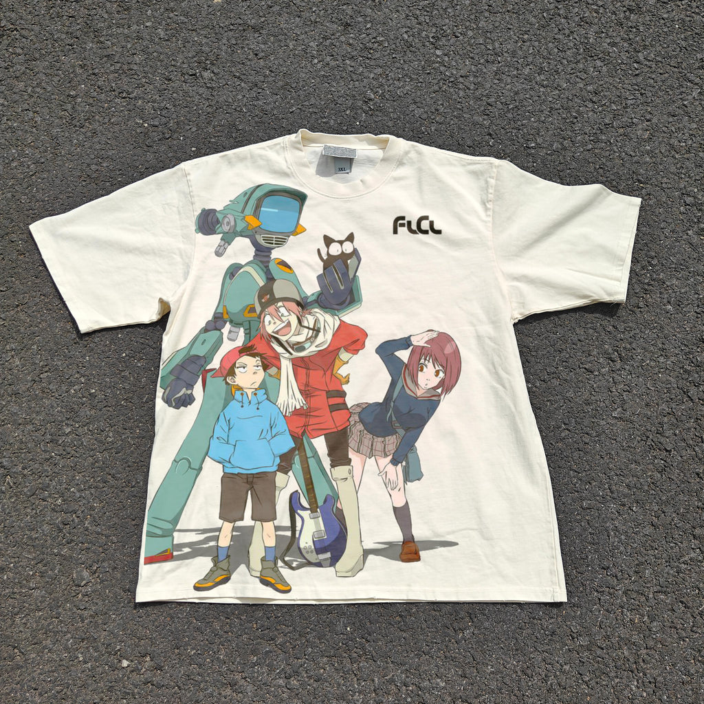 FLCL Oversized 330gsm Heavyweight Cotton Baige T-Shirt
