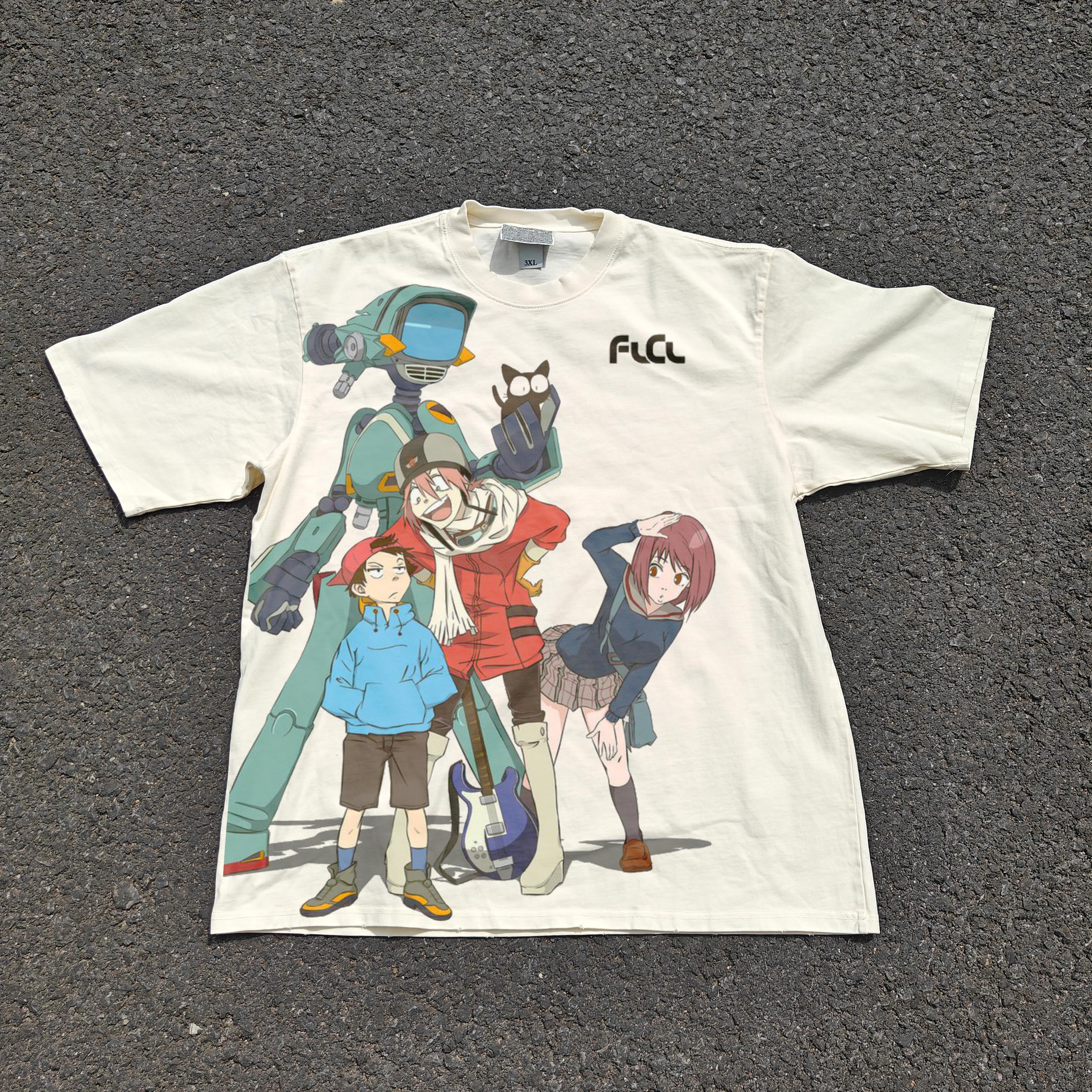 FLCL Oversized 330gsm Heavyweight Cotton Baige T-Shirt
