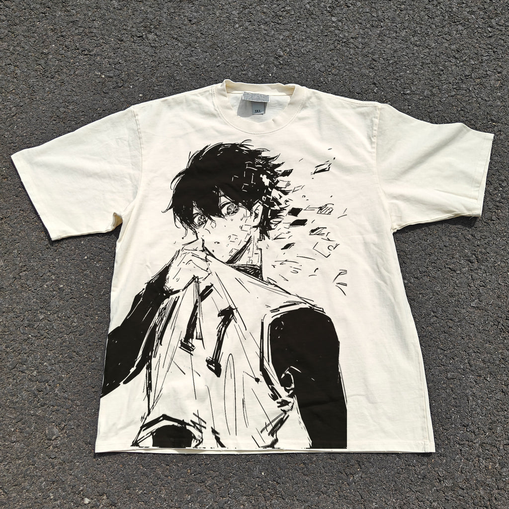 Yoichi Isagi Oversized 330gsm Heavyweight Cotton Baige T-Shirt