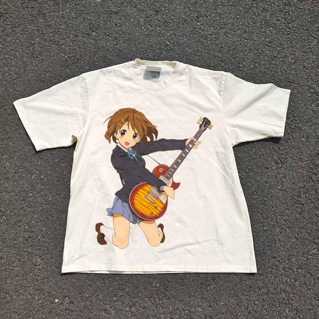 K-ON Yui Oversized 330gsm Heavyweight Cotton Baige T-Shirt