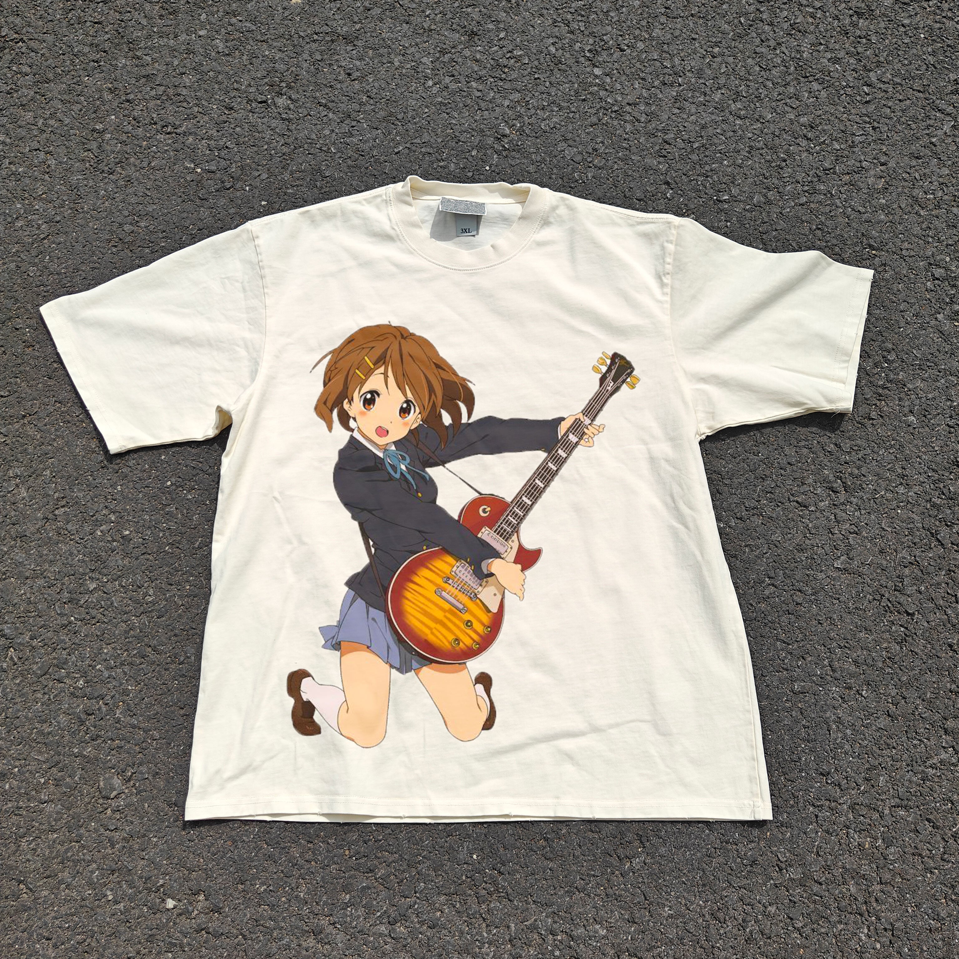 K-ON Yui Oversized 330gsm Heavyweight Cotton Baige T-Shirt