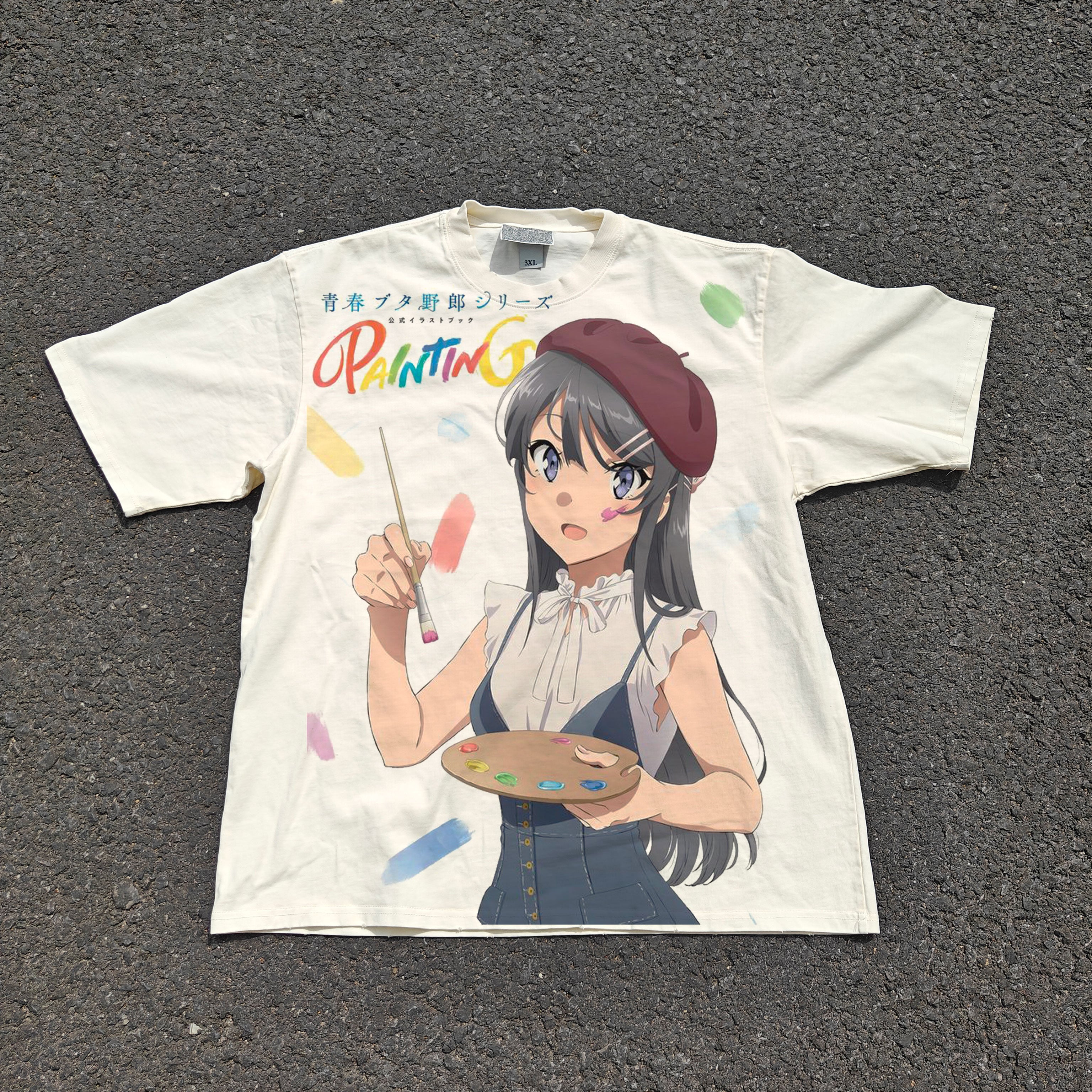 Bunny Girl Senpai Mai Oversized 330gsm Heavyweight Cotton Baige T-Shirt