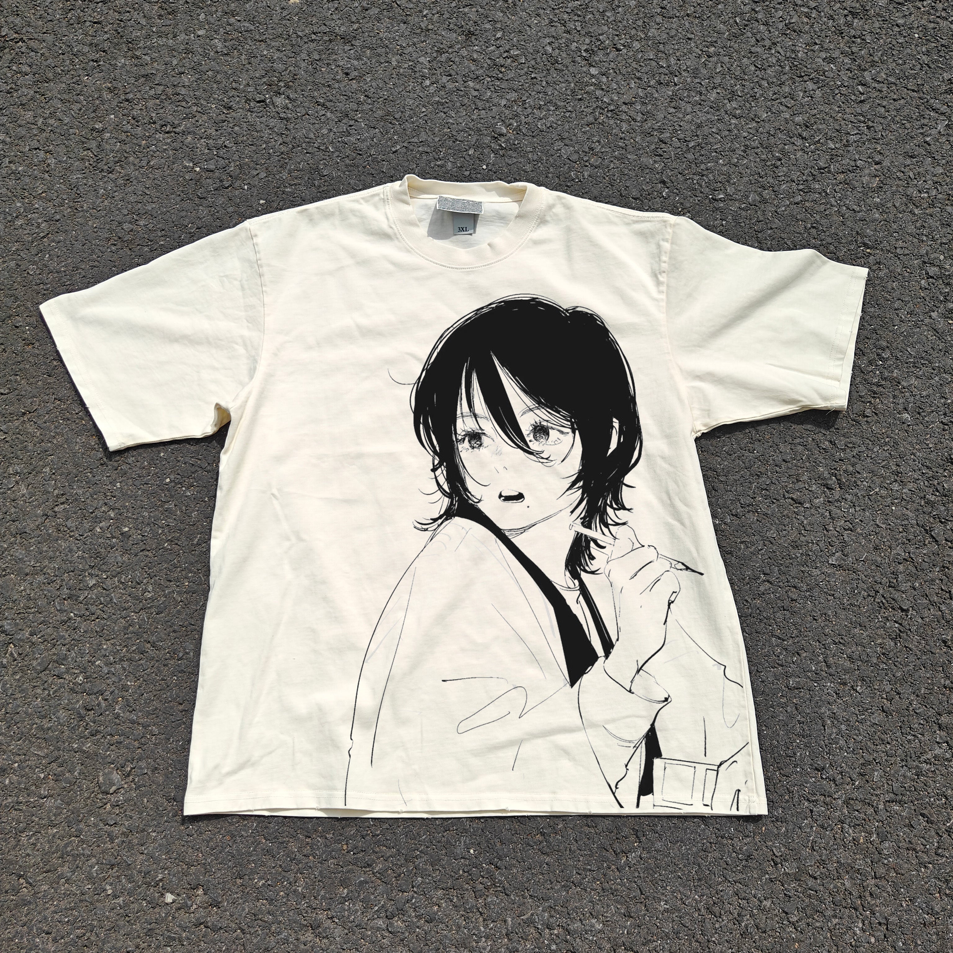 Look Back Oversized 330gsm Heavyweight Cotton Baige T-Shirt