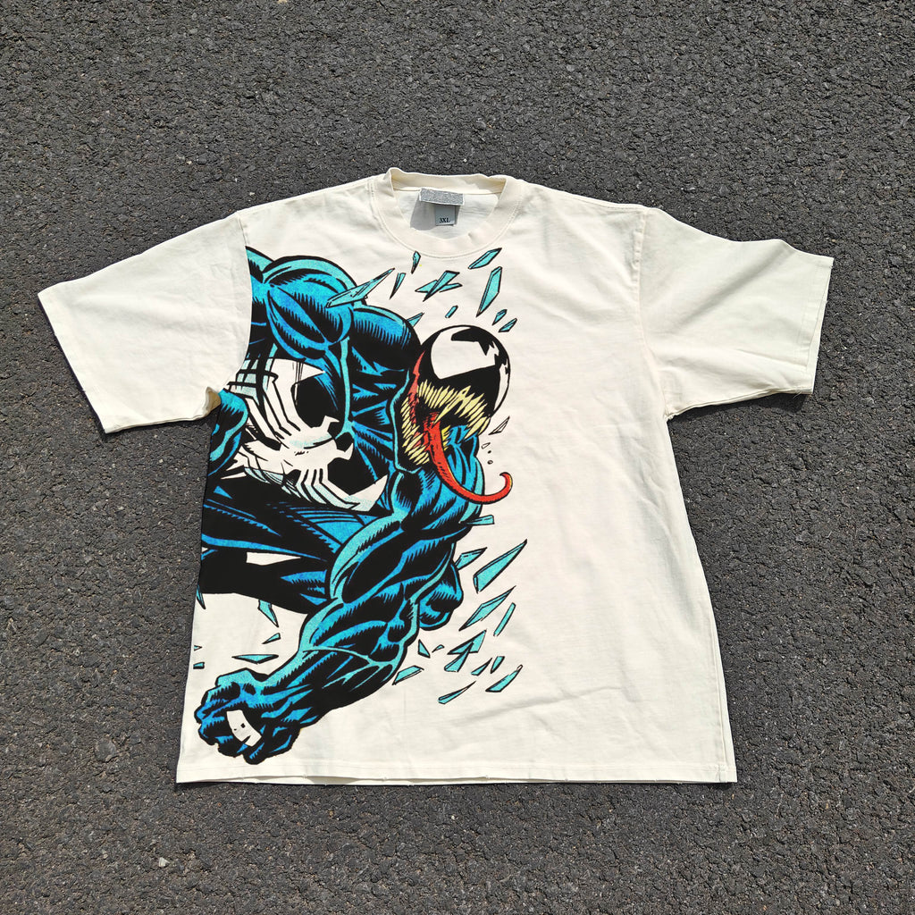 Spider Villain Oversized 330gsm Heavyweight Cotton Baige T-Shirt