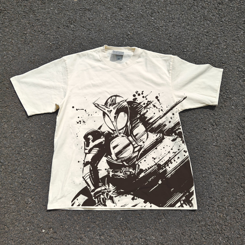Rider Kabuto Oversized 330gsm Heavyweight Cotton Baige T-Shirt