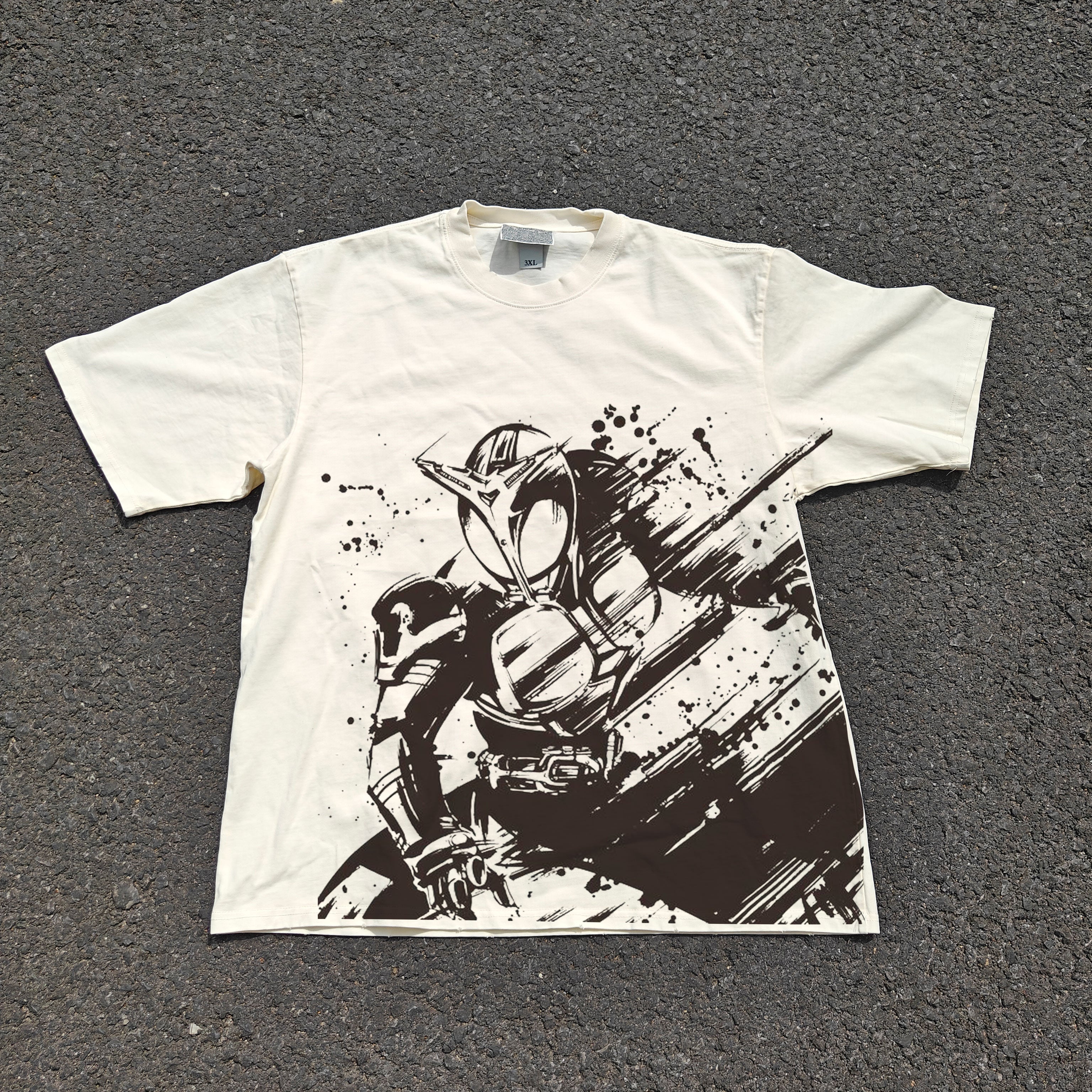 Rider Kabuto Oversized 330gsm Heavyweight Cotton Baige T-Shirt
