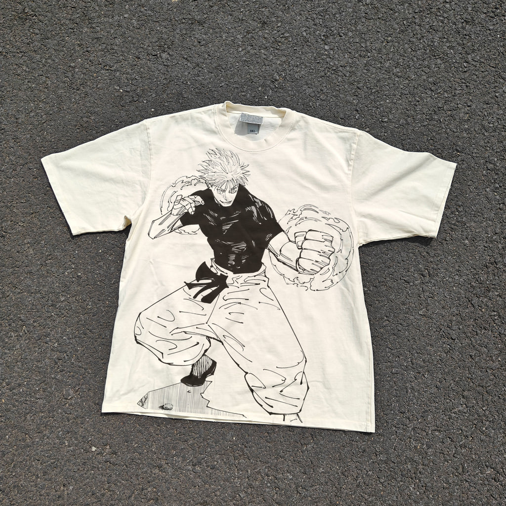 Sorcerer Gojo Oversized 330gsm Heavyweight Cotton Baige T-Shirt