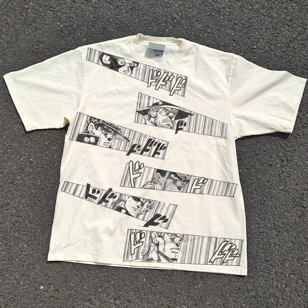 Jotaro Manga Panel Oversized 330gsm Heavyweight Cotton Baige T-Shirt