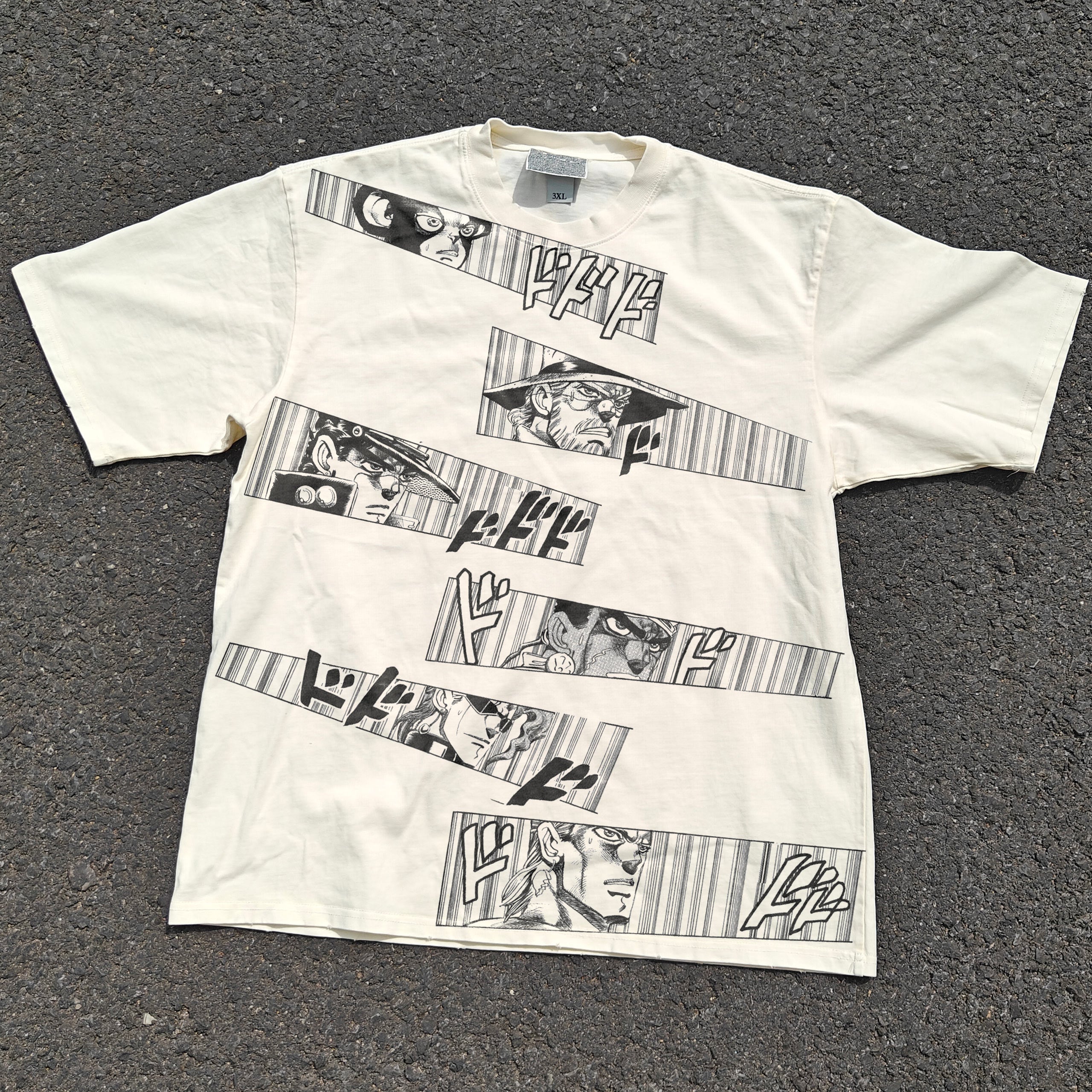 Jotaro Manga Panel Oversized 330gsm Heavyweight Cotton Baige T-Shirt