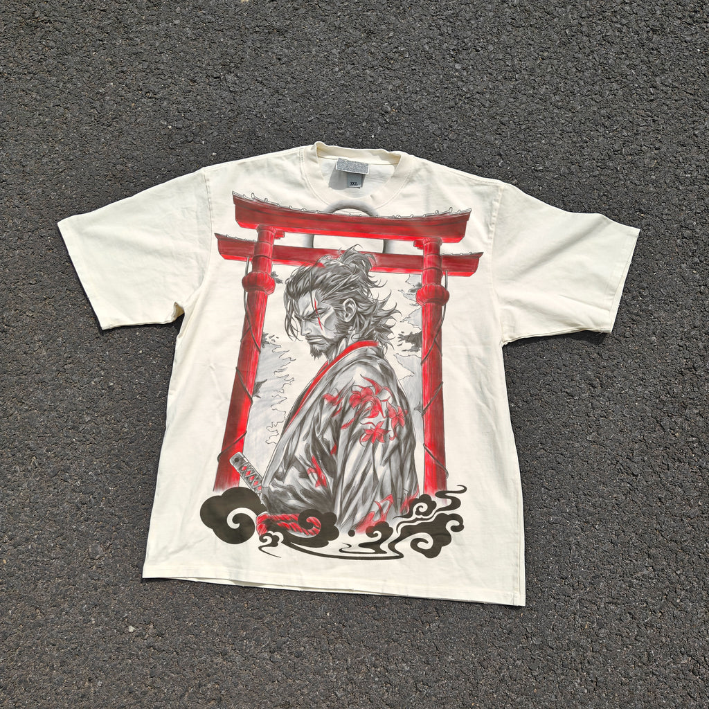 Musashi Oversized 330gsm Heavyweight Cotton Baige T-Shirt