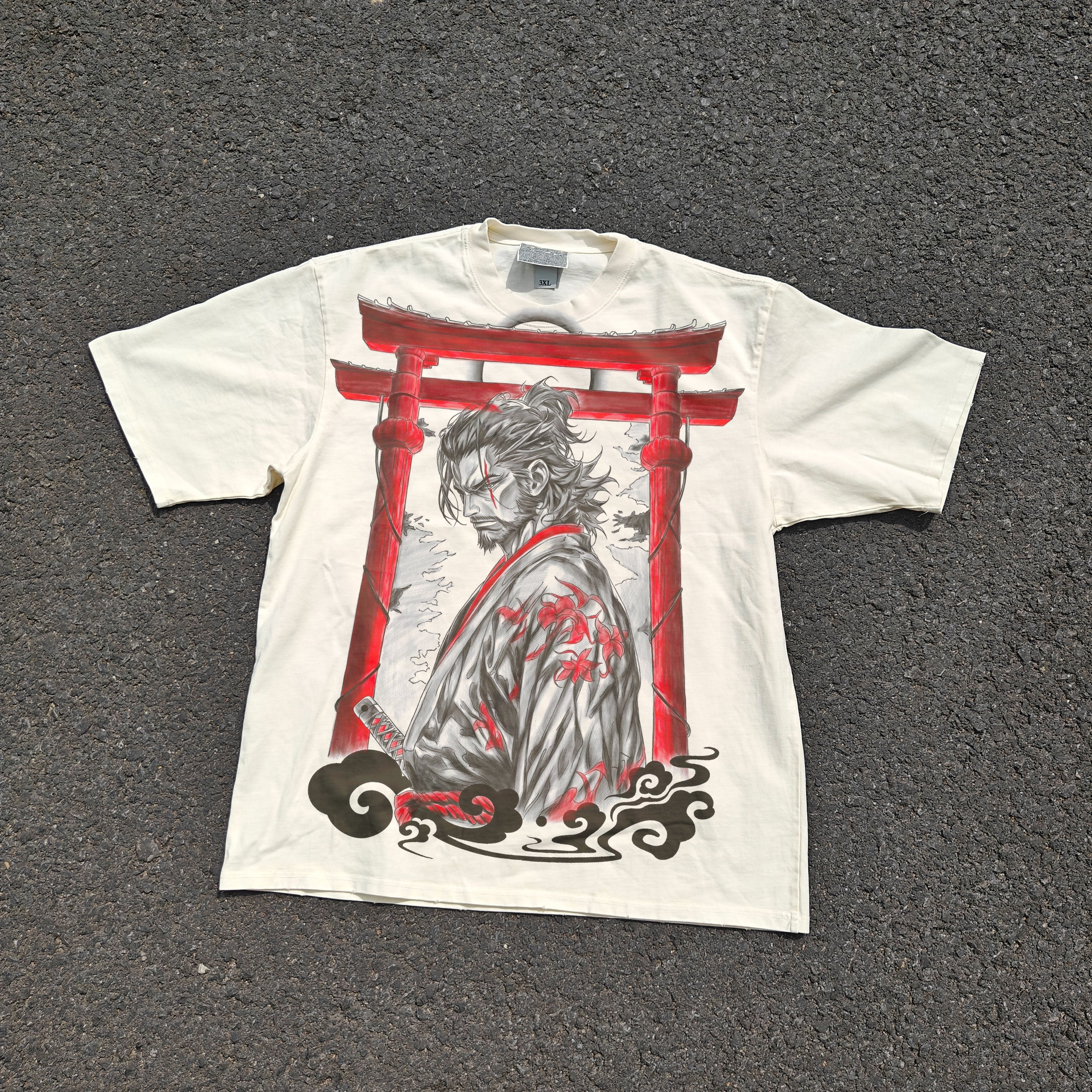 Musashi Oversized 330gsm Heavyweight Cotton Baige T-Shirt