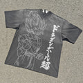 Goku Boxy Oversized Heavyweight 330GSM Cotton Gray T-Shirt