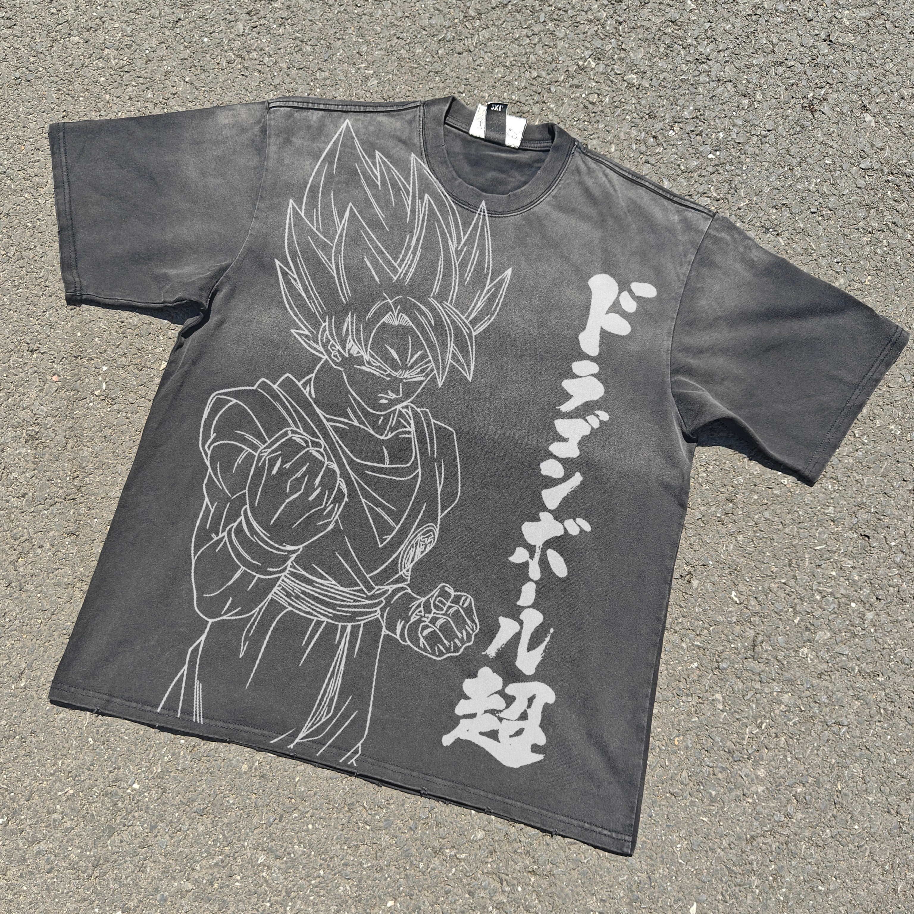 Goku Boxy Oversized Heavyweight 330GSM Cotton Gray T-Shirt