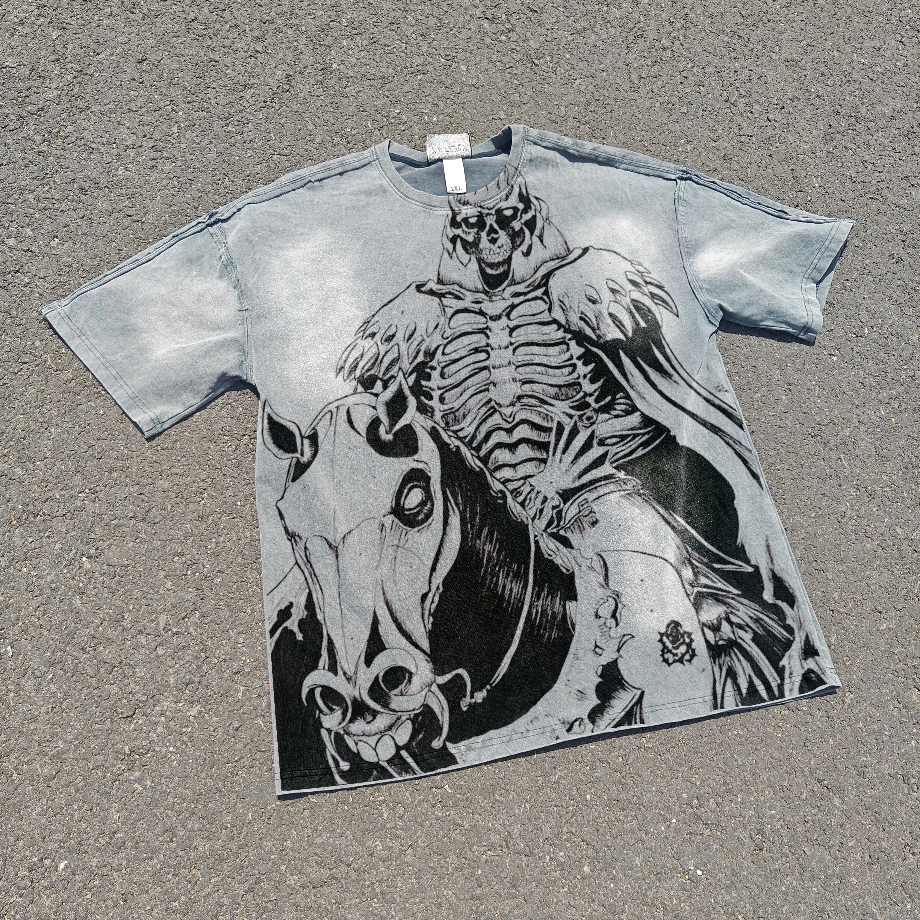 Skull Knight Distressed Heavyweight Cotton Light Washed 300gsm T-Shirt