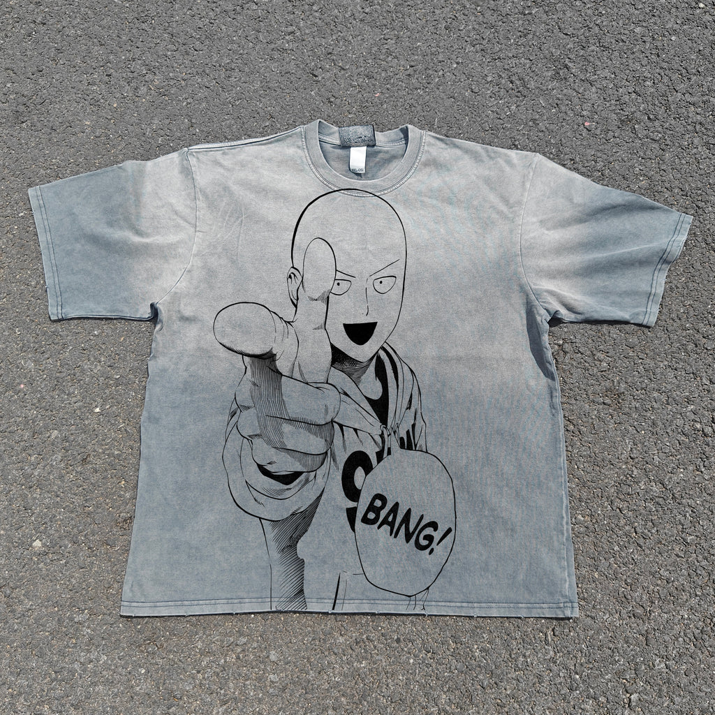 OPM Saitama Distressed Heavyweight Cotton Light Washed 300gsm T-Shirt