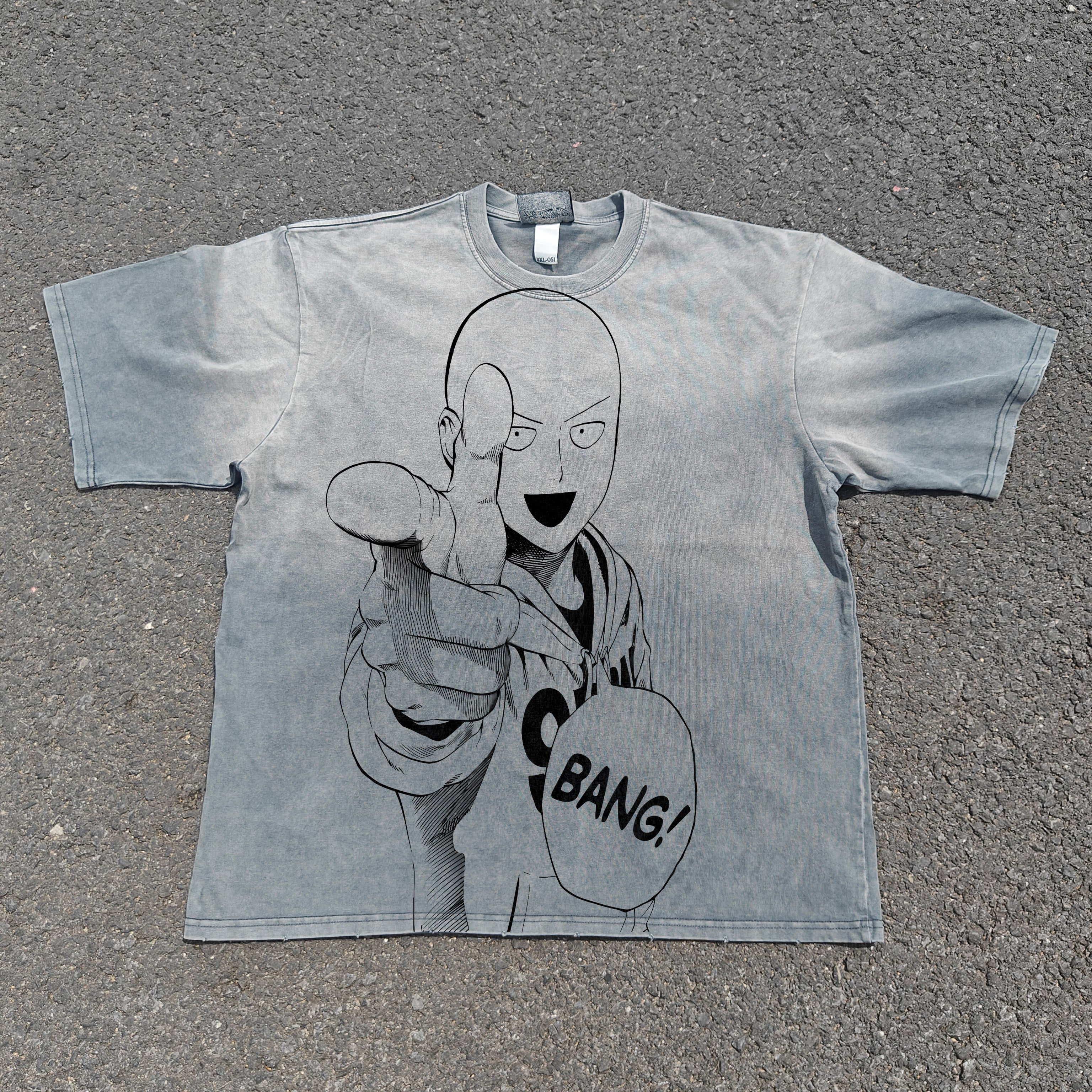 OPM Saitama Distressed Heavyweight Cotton Light Washed 300gsm T-Shirt