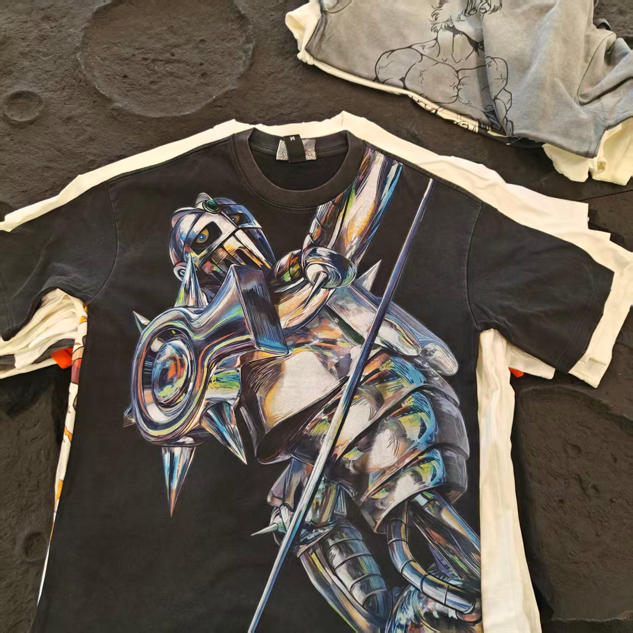 Jojo's Bizarre Adventure Silver Chariot Vintage Wash Heavyweight Cotton T-Shirt