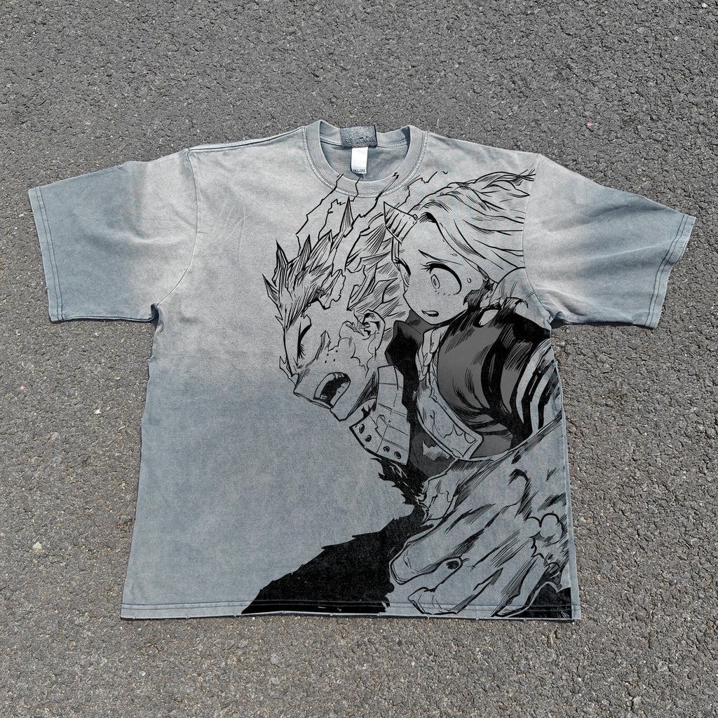 Deku & Eri Distressed Heavyweight Cotton Light Washed 300gsm T-Shirt