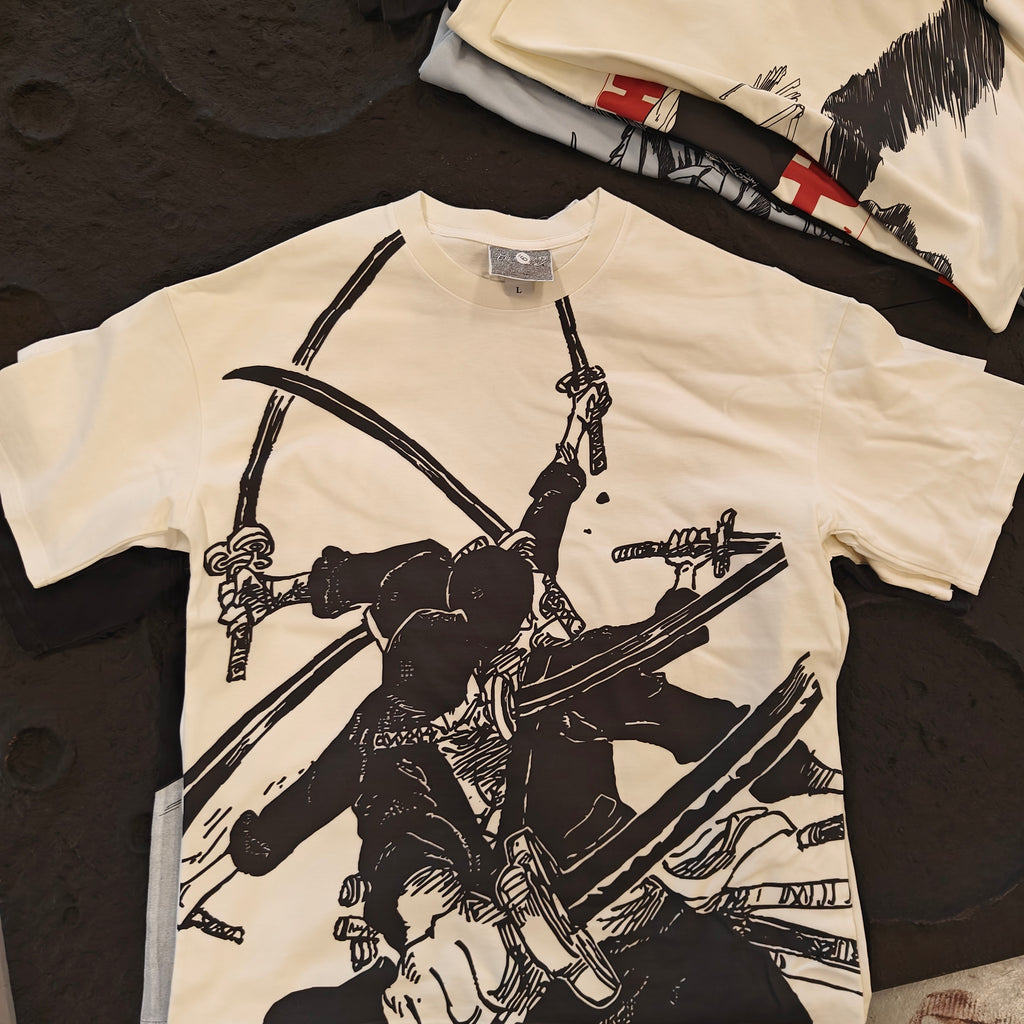 Nine Sword Style Oversized 330gsm Heavyweight Cotton Baige T-Shirt