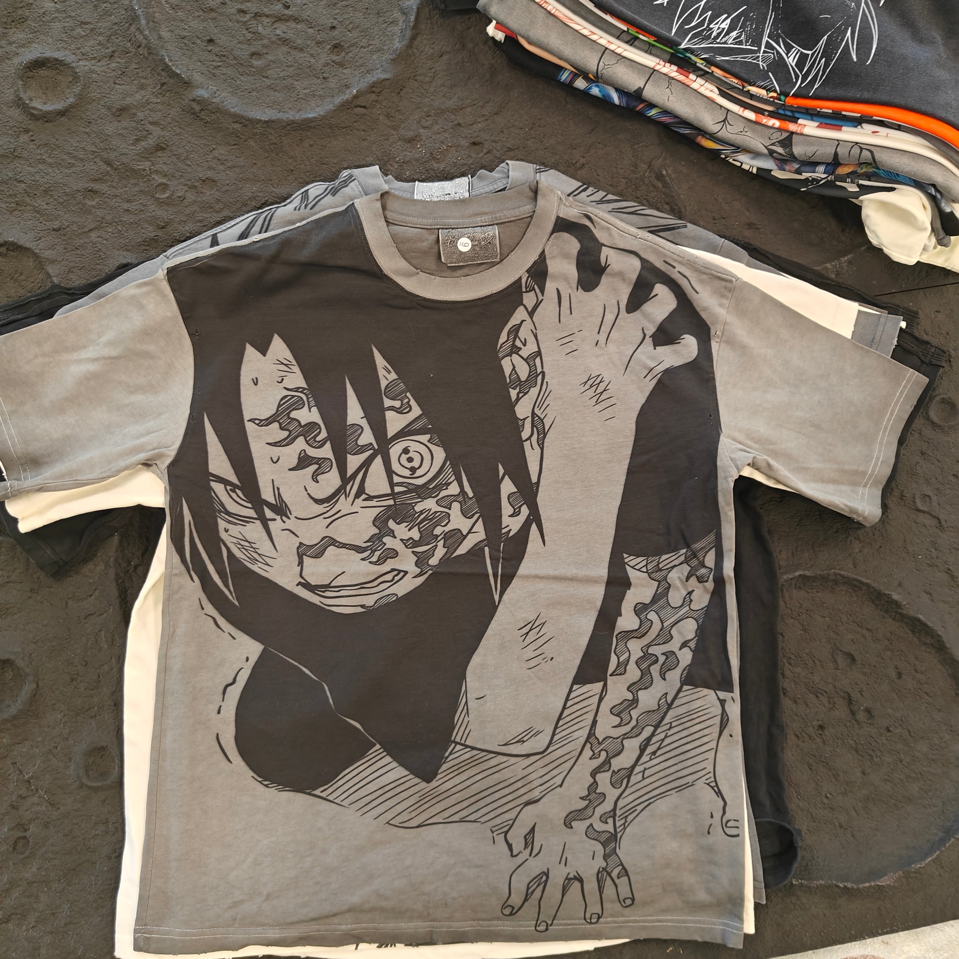 Sasuke Distressed & Washed 260gsm Gray Cotton T-Shirt