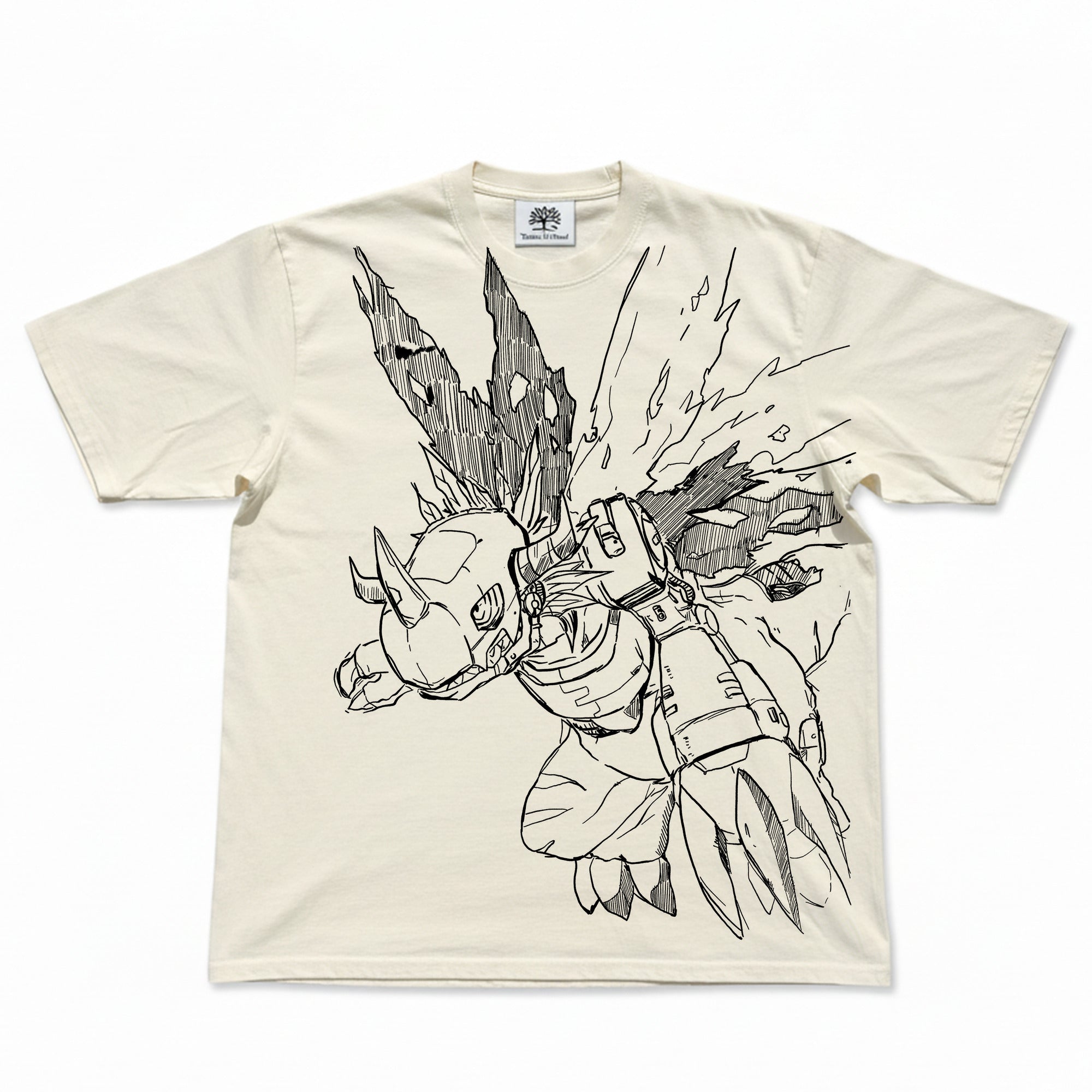 Metal Greymon Sketch Heavyweight Beige T-Shirt