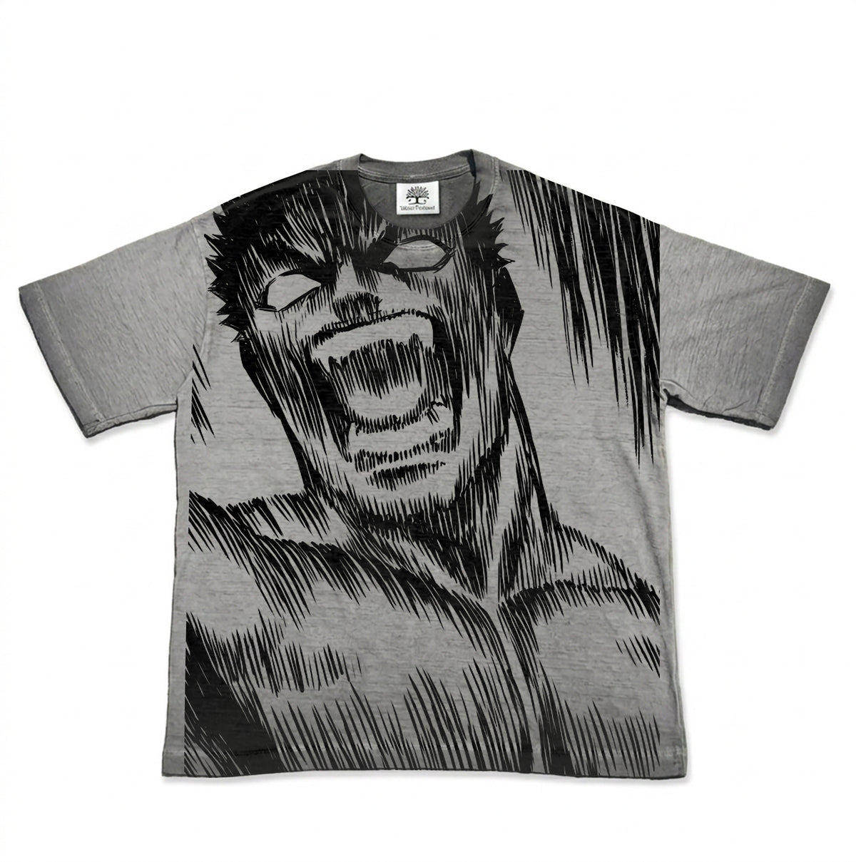 Screaming Guts Washed Grey Cotton T-Shirt