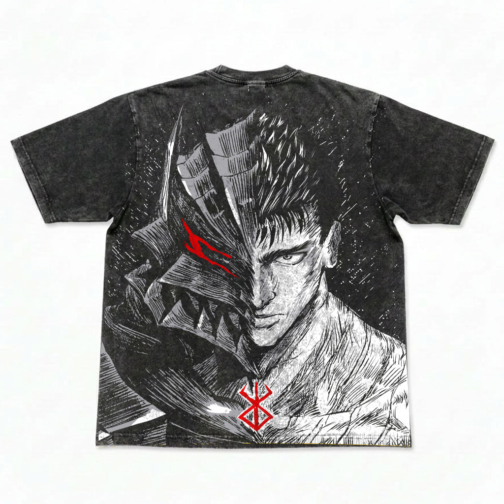 Warrior In Abyss All Over Print Washed T-Shirt