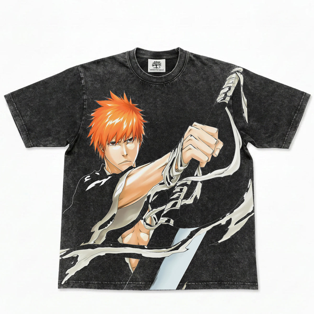 Ichigo Washed Big Print Graphic T-Shirt