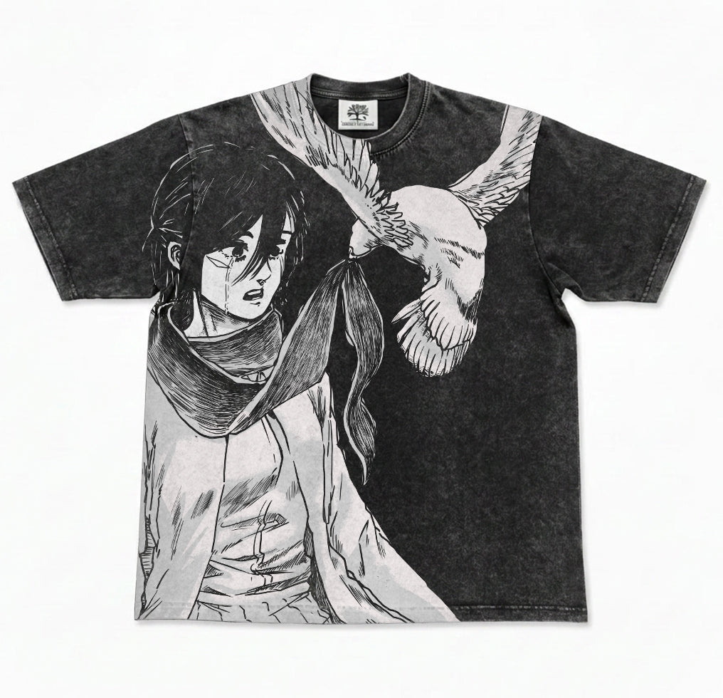 Mikasa Ackermant AOT Oversized Washed T-Shirt