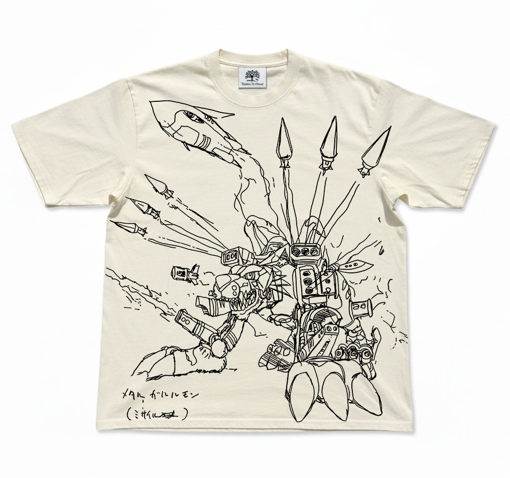 Metal Garurumon Sketch Oversized T-Shirt
