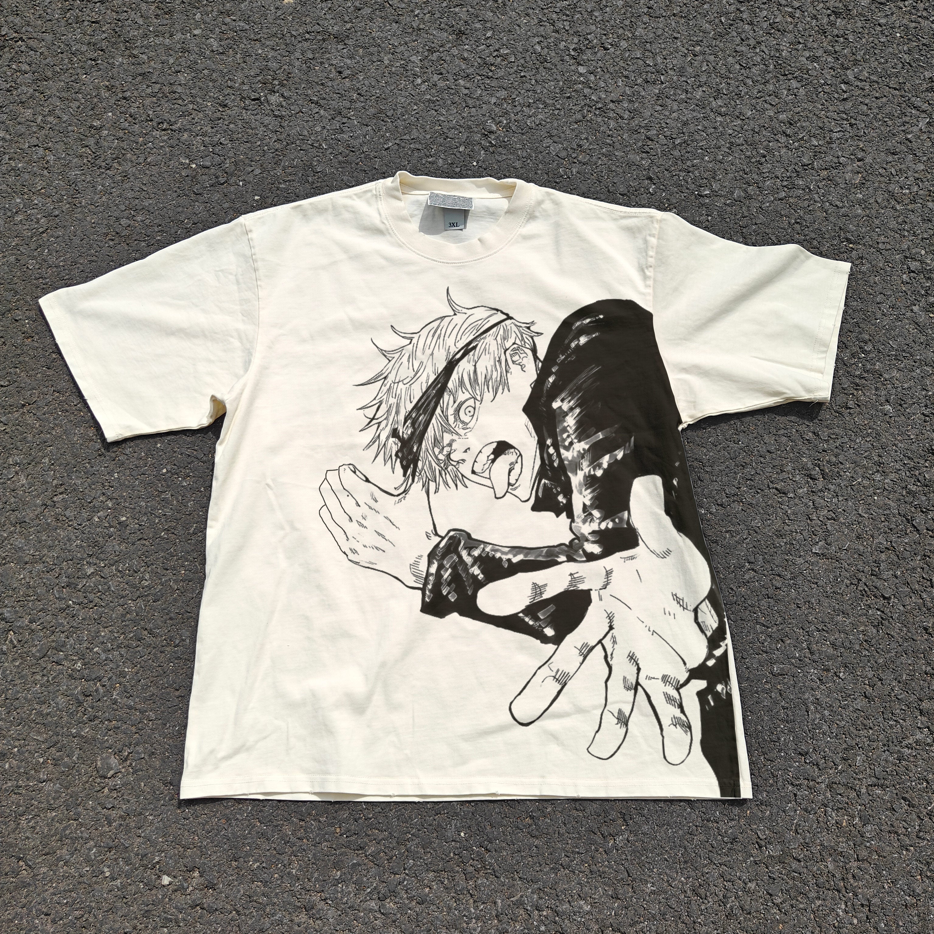 Jujutsu Kaisen Satoru Gojo Minimal Distressed White Heavy Cotton T-Shirt 330gsm