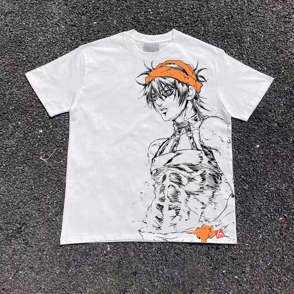 JoJo's Anime Narancia Ghirga Minimalist 270gsm Heavyweight Cotton T-Shirt