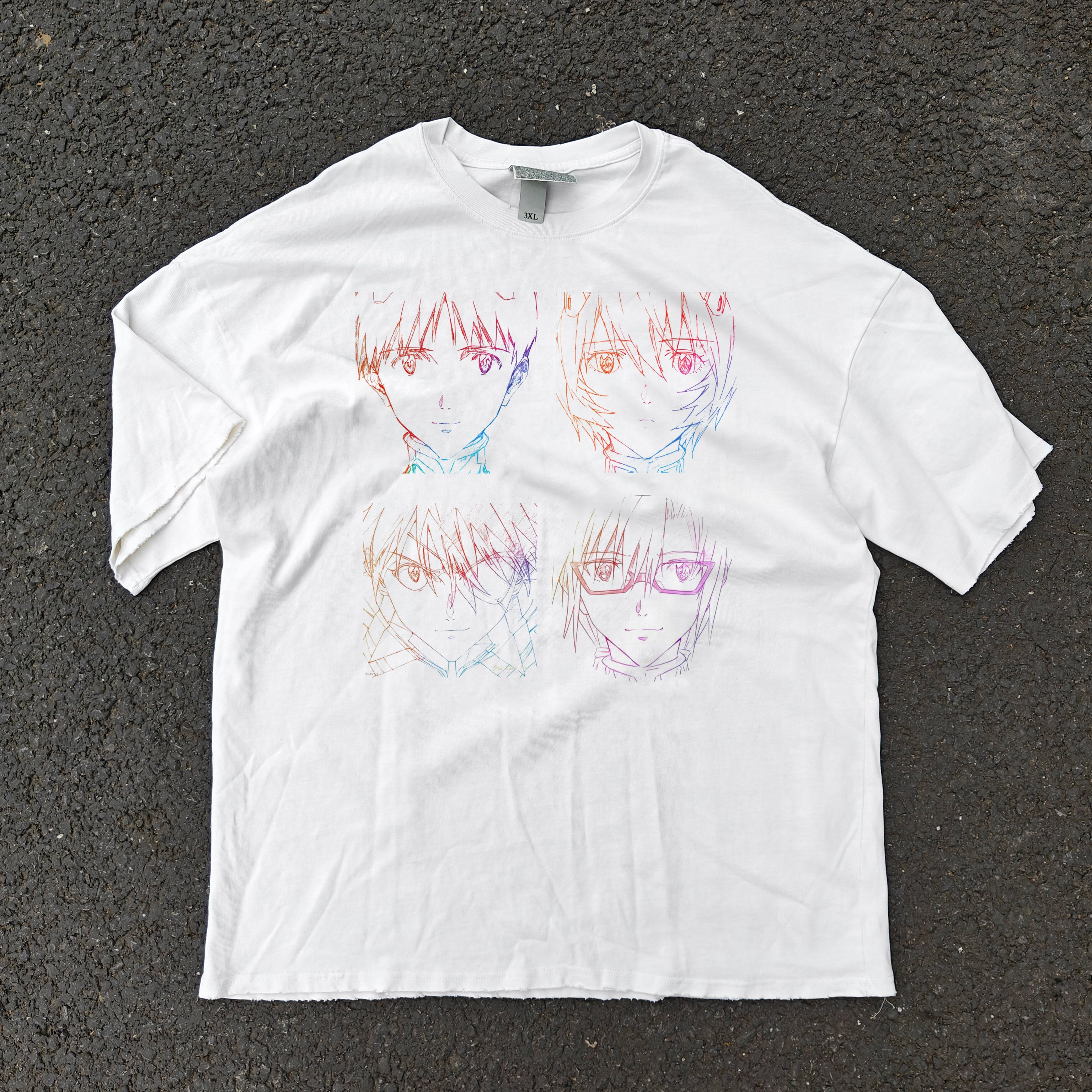 Neon Genesis Evangelion One Last Kiss Distressed Heavy Cotton T-Shirt 330gsm
