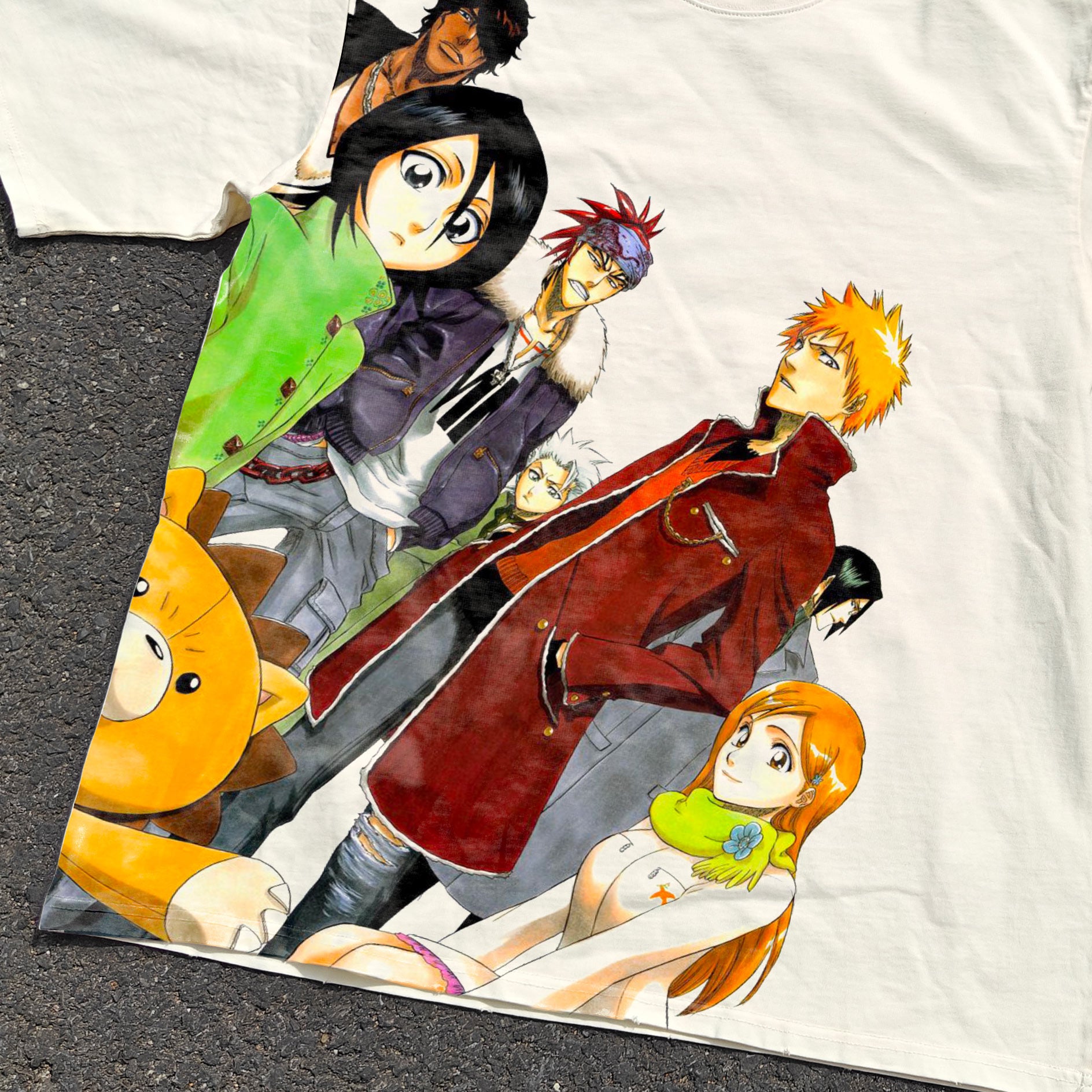 Bleach Anime Streetwear Jumbo Print Vintage Wash Heavyweight Cotton T-Shirt