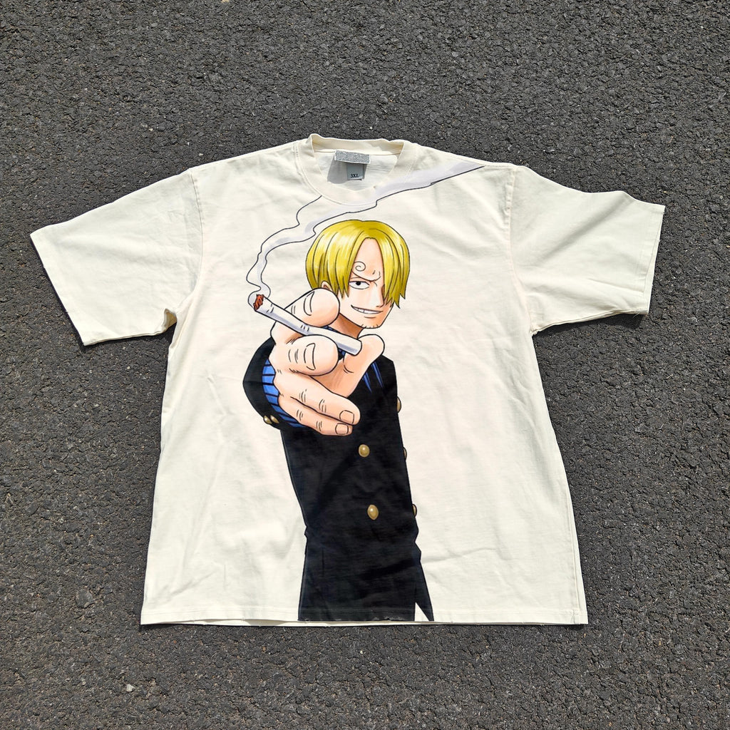 One Piece Anime Smoking Sanji Baratie Arc Vintage Heavyweight Cotton T-Shirt
