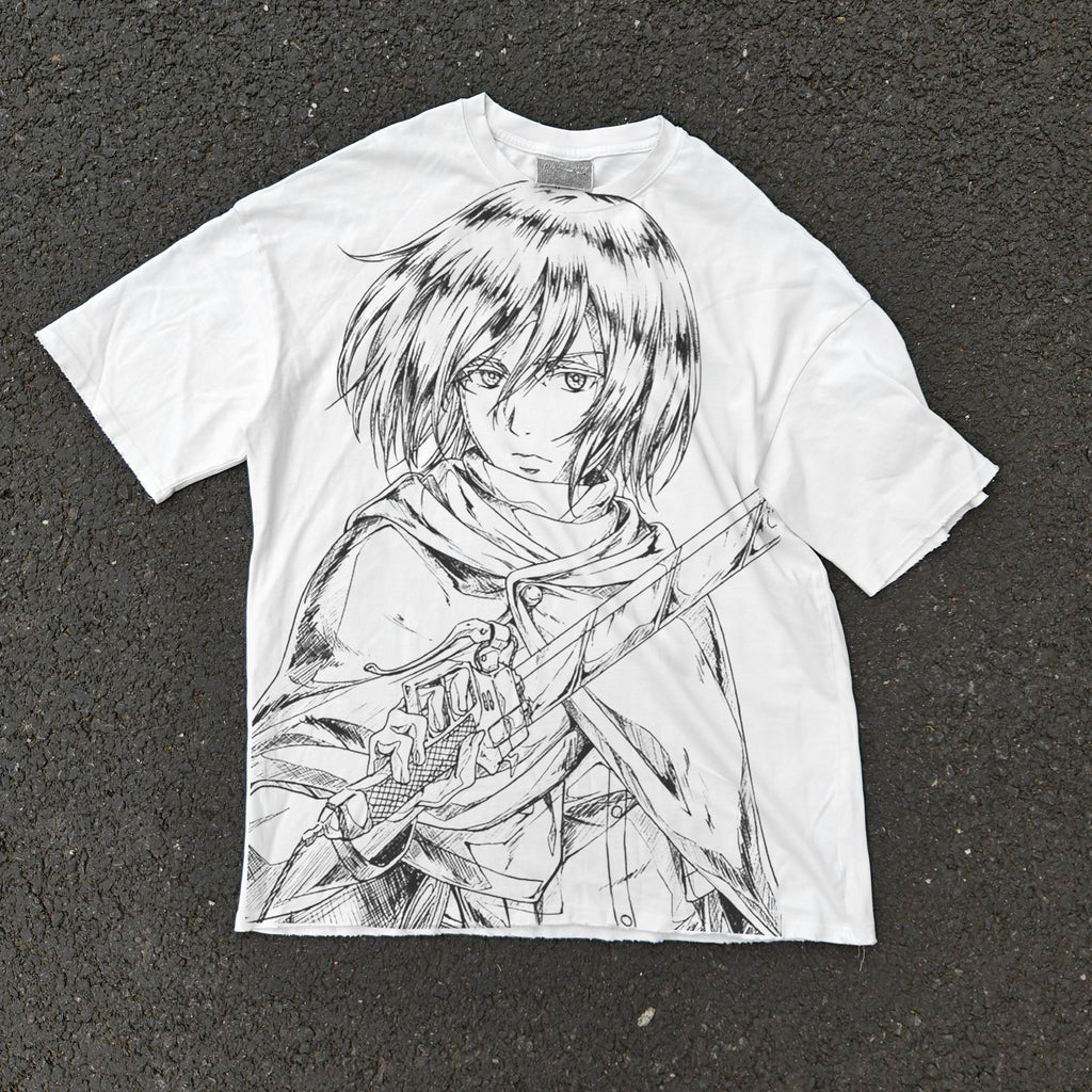Attack on Titan Annie Leonhart Distressed Washed Grey Heavy Cotton T-Shirt