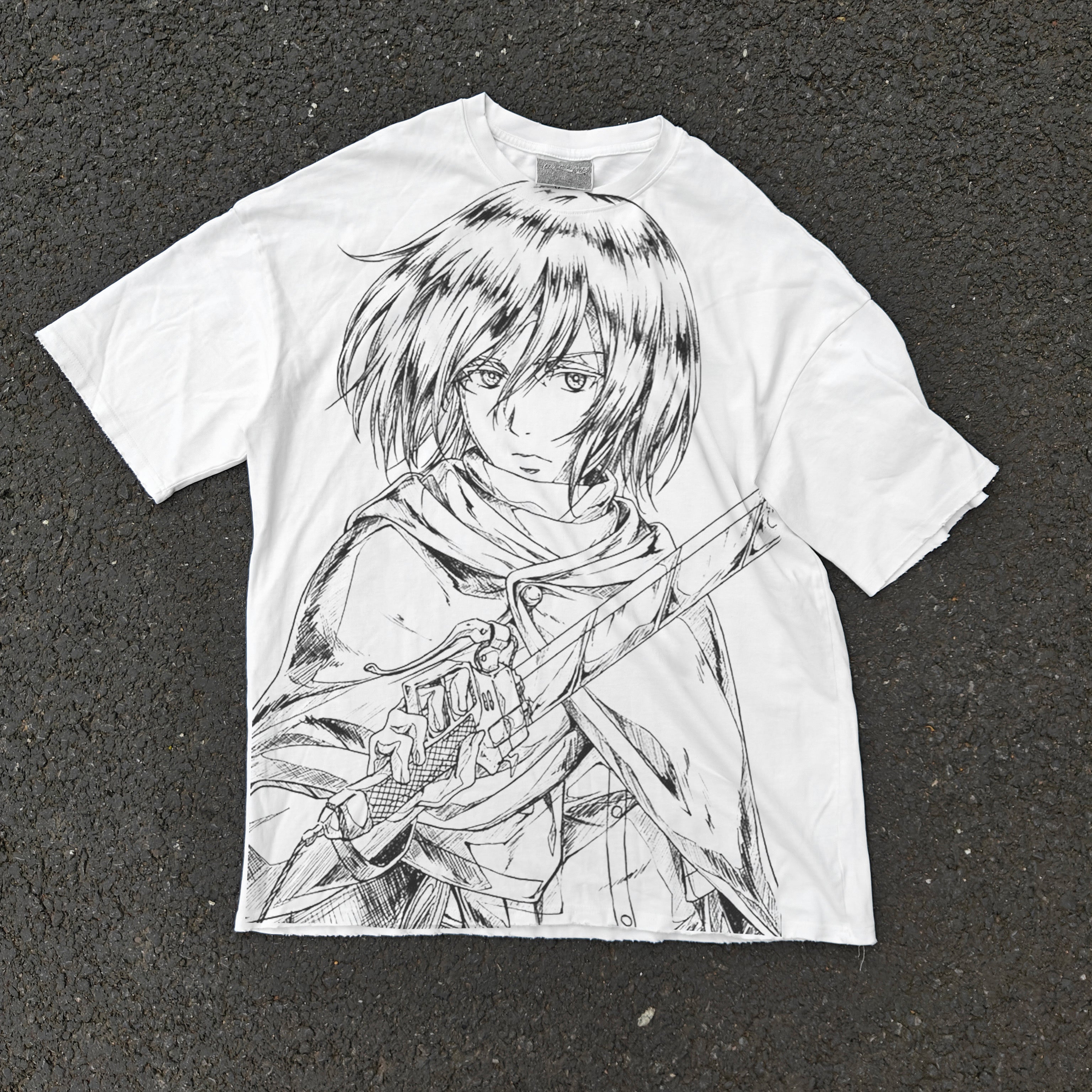 Attack on Titan Annie Leonhart Distressed Washed Grey Heavy Cotton T-Shirt