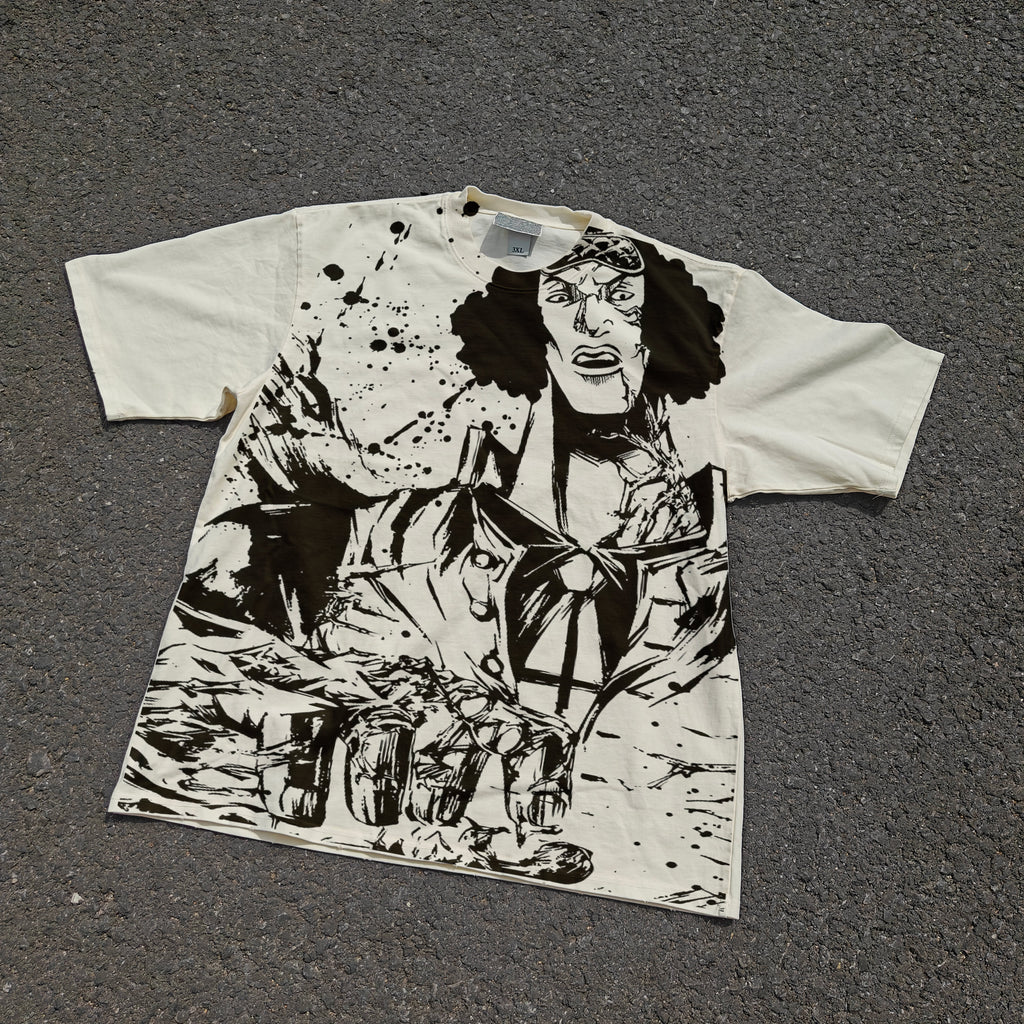 One Piece Ice Age Aokiji Kuzan Black & White Vintage Heavyweight Cotton T-Shirt