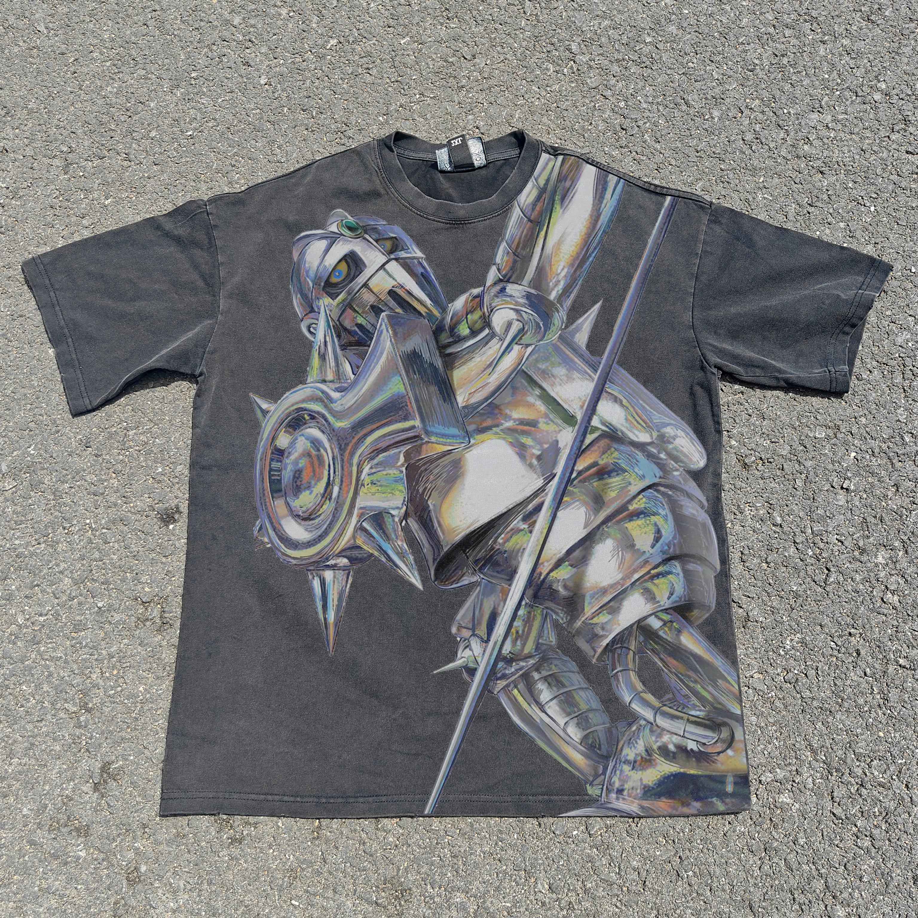 Jojo's Bizarre Adventure Silver Chariot Vintage Wash Heavyweight Cotton T-Shirt