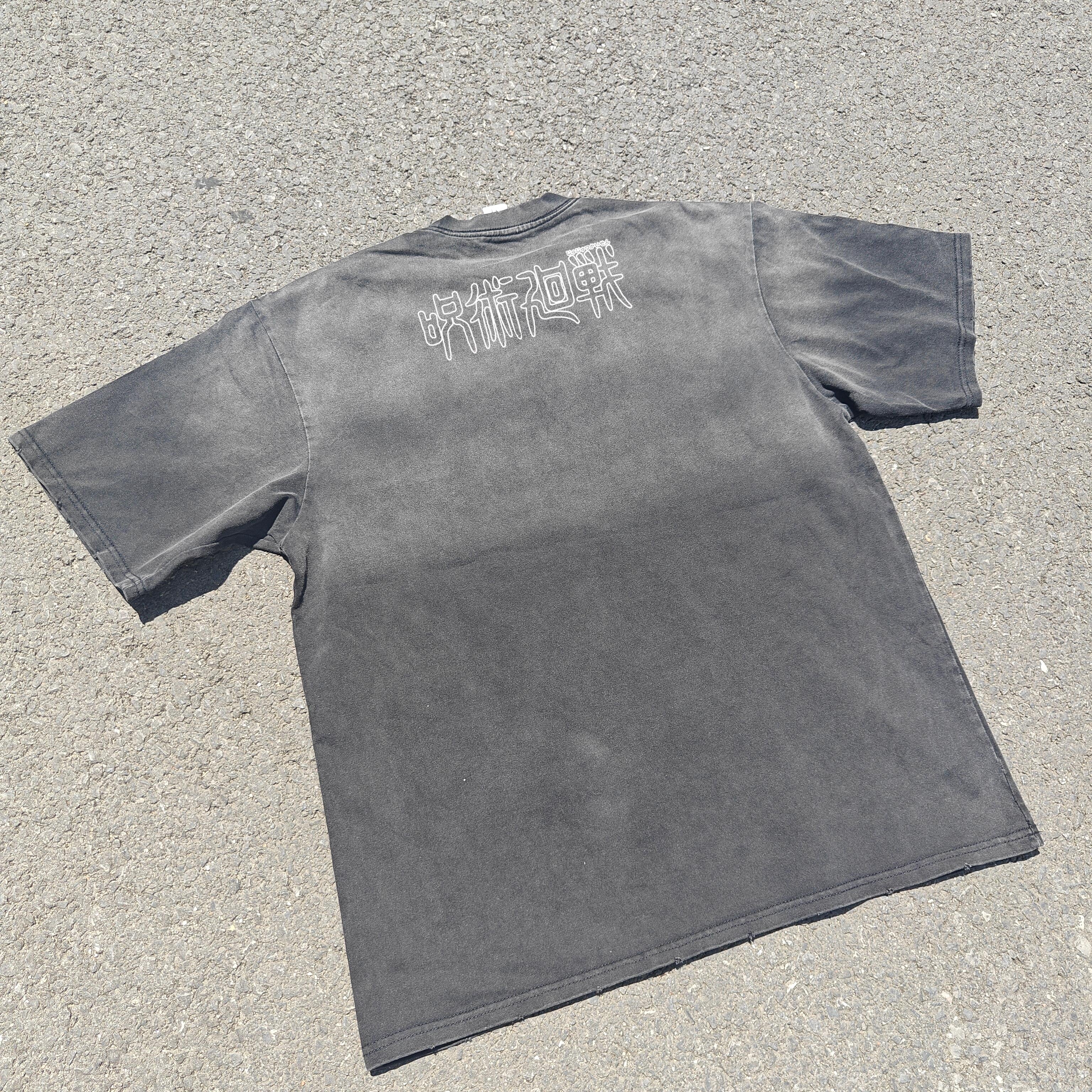 Jujutsu Kaisen Ryomen Sukuna Washed Black Distressed Heavy Cotton T-Shirt 330gsm