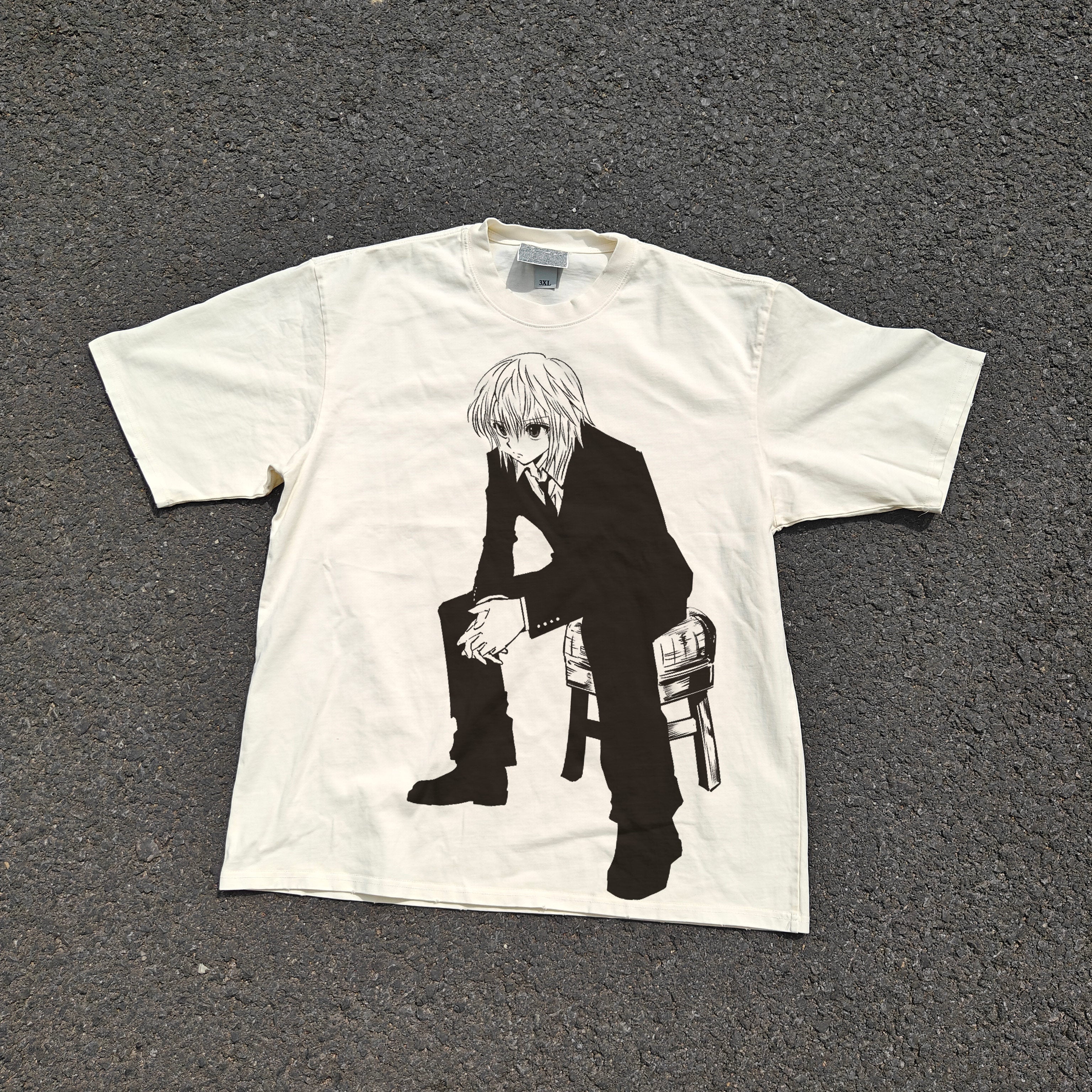 Hunter x Hunter Anime Kurapika Distress Vintage Wash Heavyweight Cotton T-Shirt