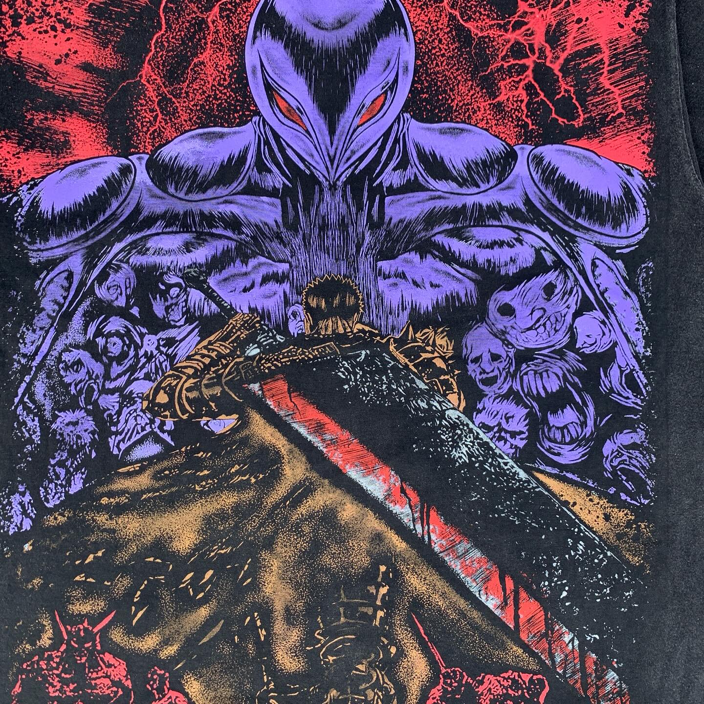 Berserk Anime Guts & Beast of Darkness Vintage Wash Heavyweight Cotton T-Shirt