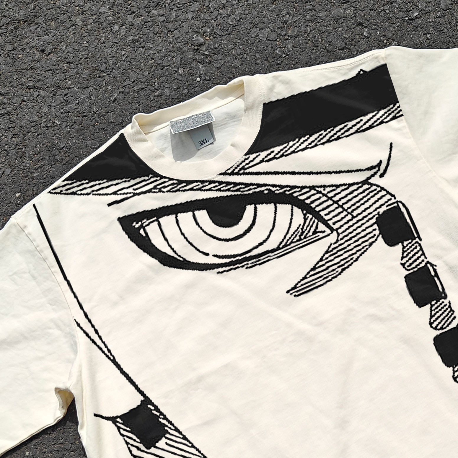 Naruto Anime Pain Graphic Print Distressed White Heavy Cotton T-Shirt 330gsm