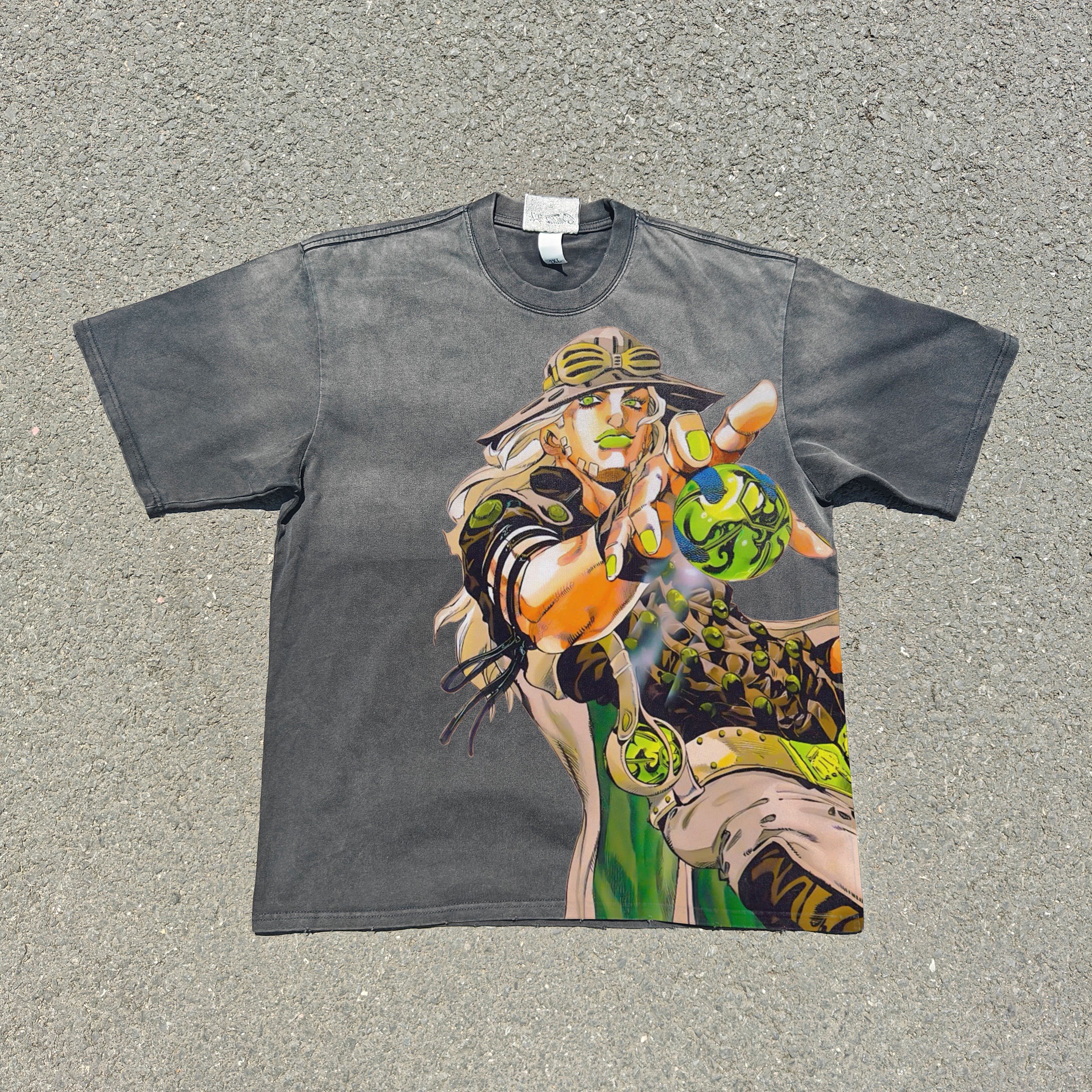 Jojo's Bizarre Adventure Gyro Zeppeli Vintage Wash Heavyweight Cotton T-Shirt