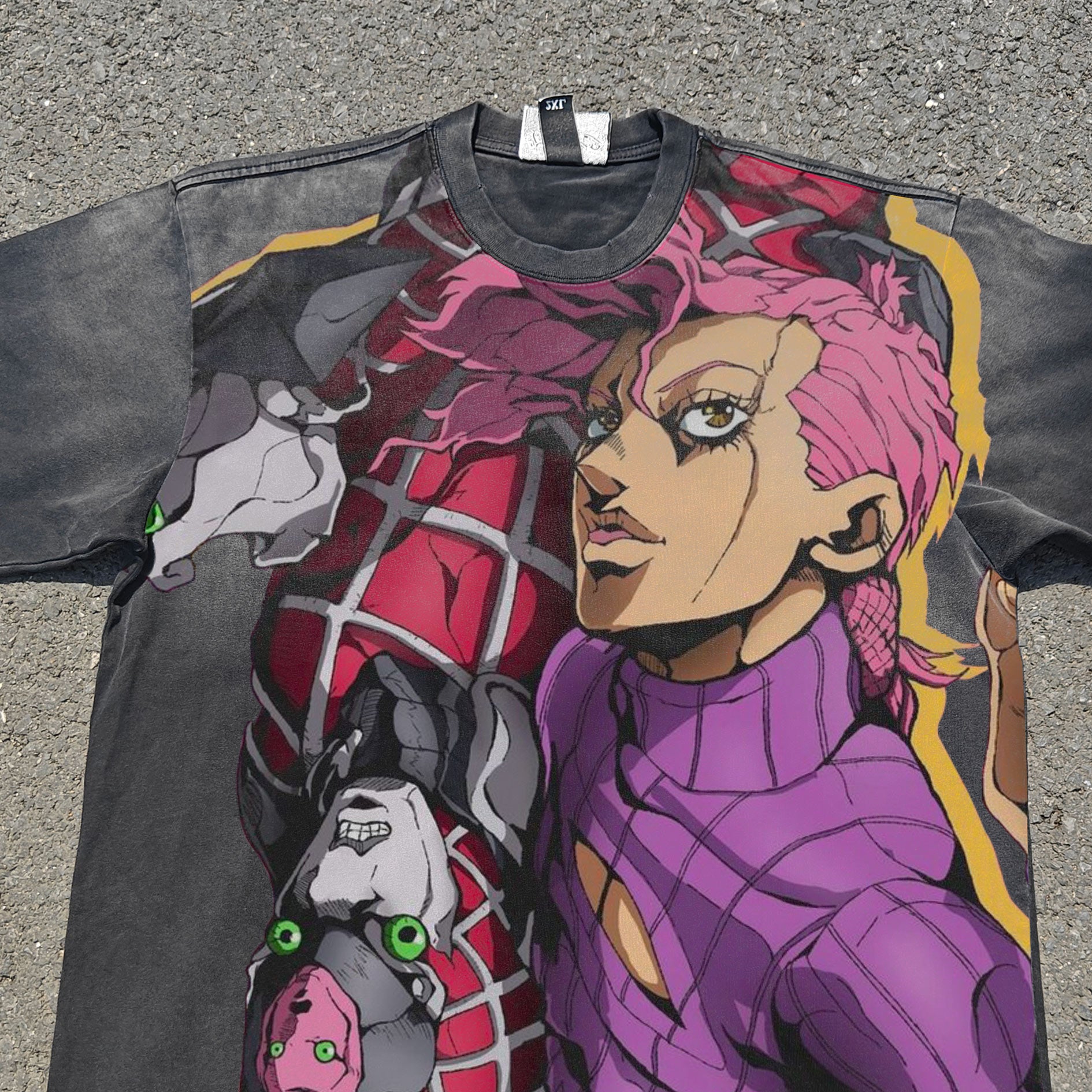 Jojo's Diavolo King Crimson Anime Vintage Wash Heavyweight Cotton T-Shirt 330gsm