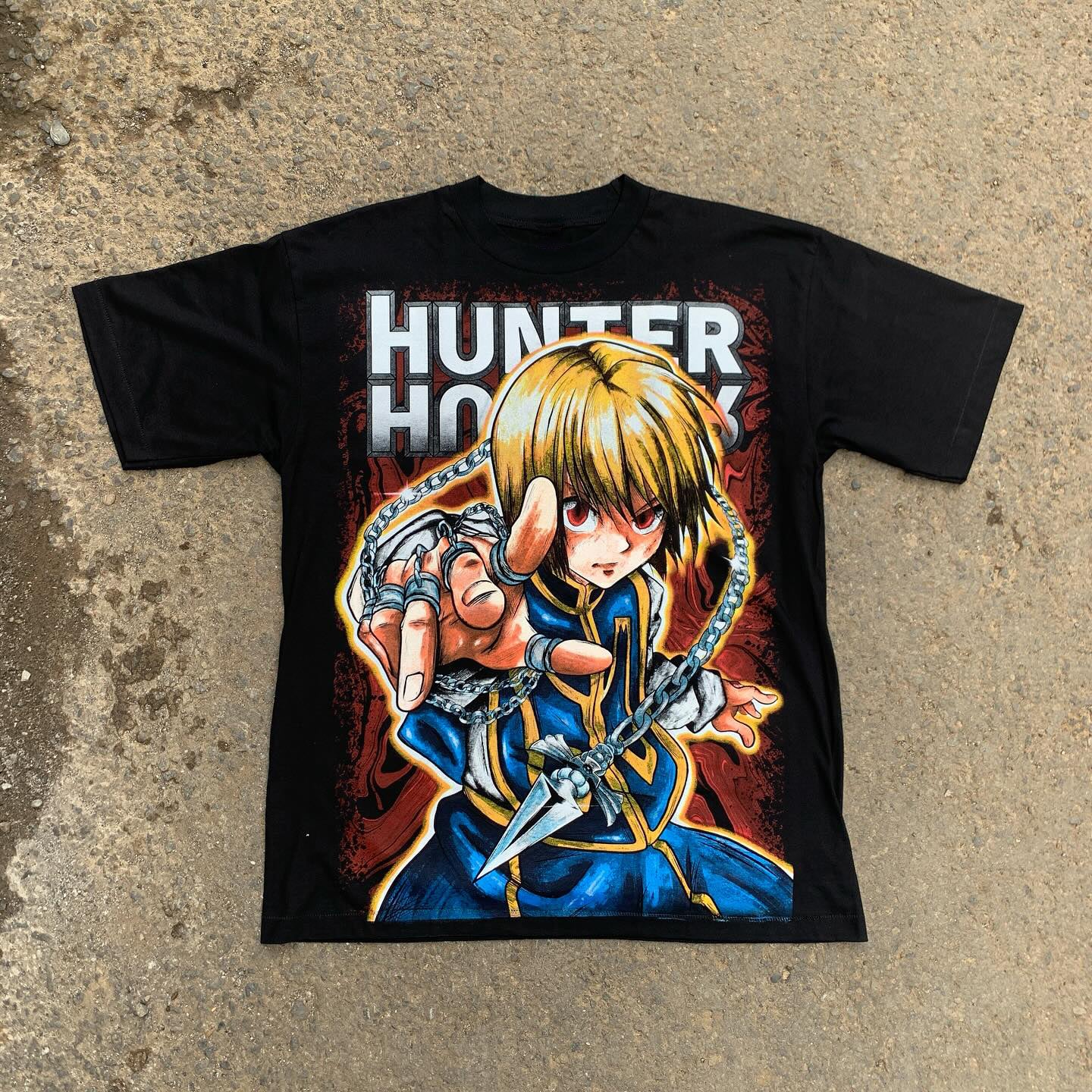 Hunter x Hunter Anime Kurapika Nen Chains Jumbo Print Heavyweight Cotton T-Shirt
